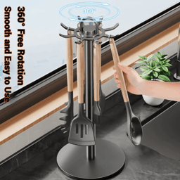 RotateRack Kitchen Utensil Stand Rotating Utensil Holder Kitchen Utensil Organizer With Hooks 0