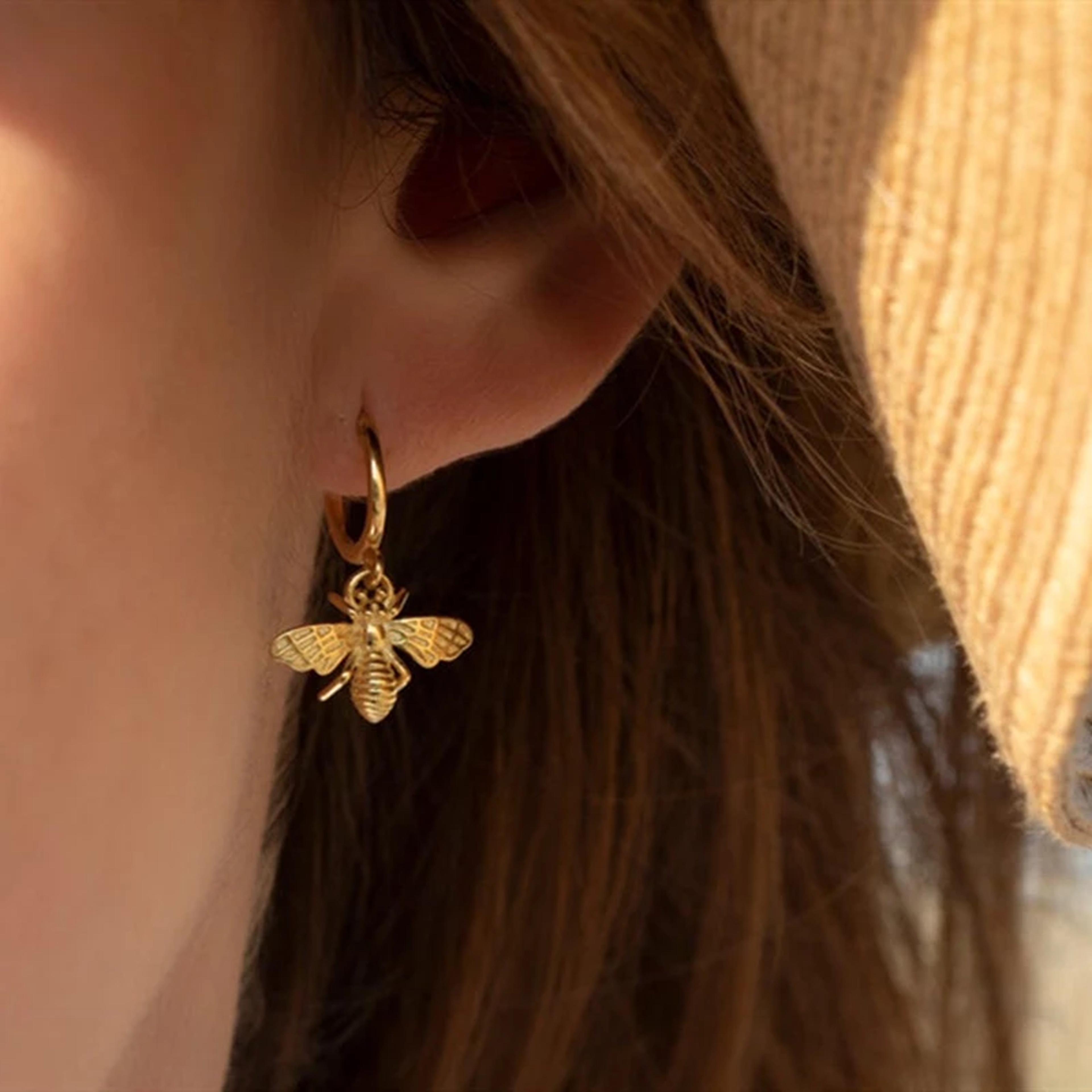 gold & silver copper alloy honey bee earrings