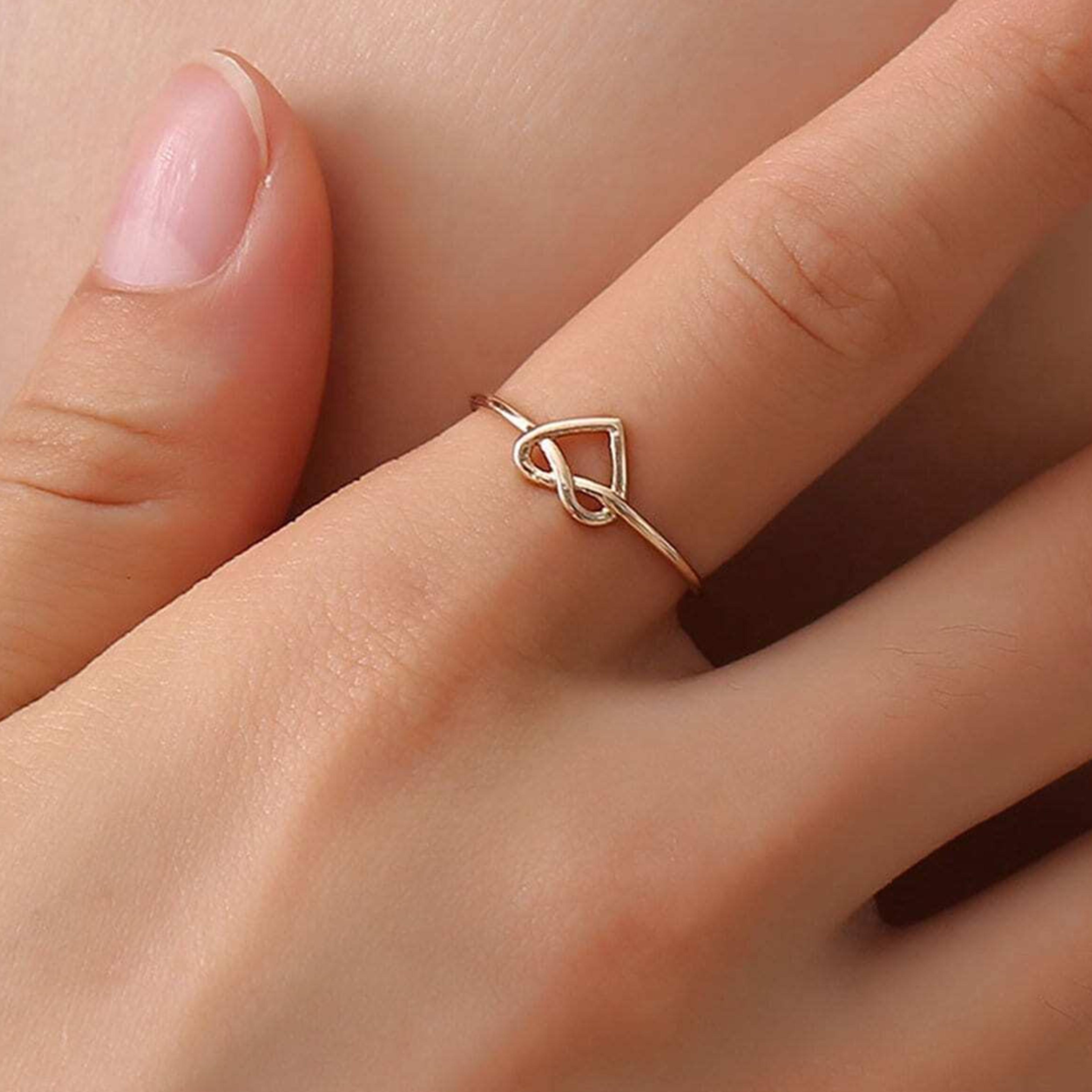 adjustable love heart knot ring