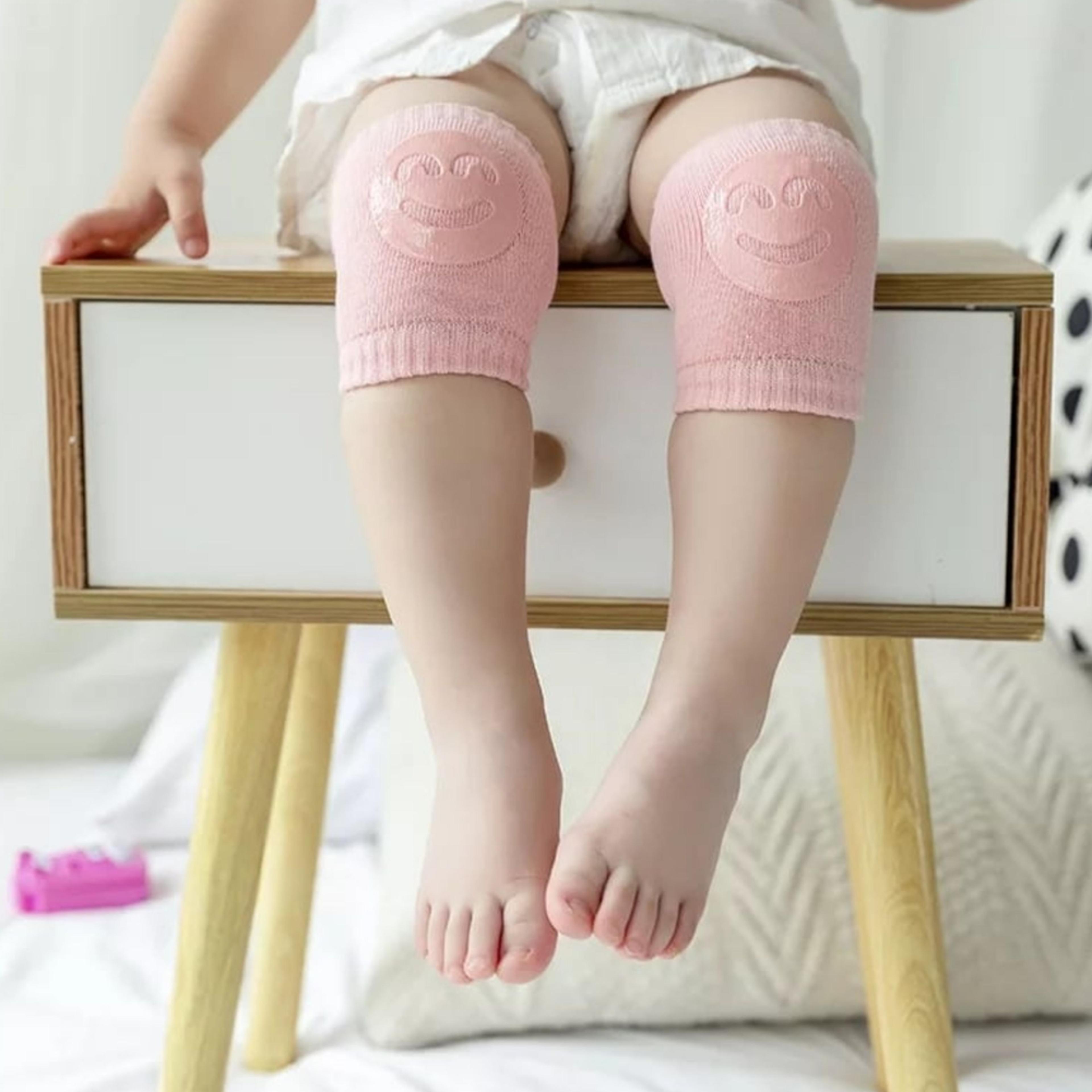 smiley face baby knee pads - soft & protective crawling pads
