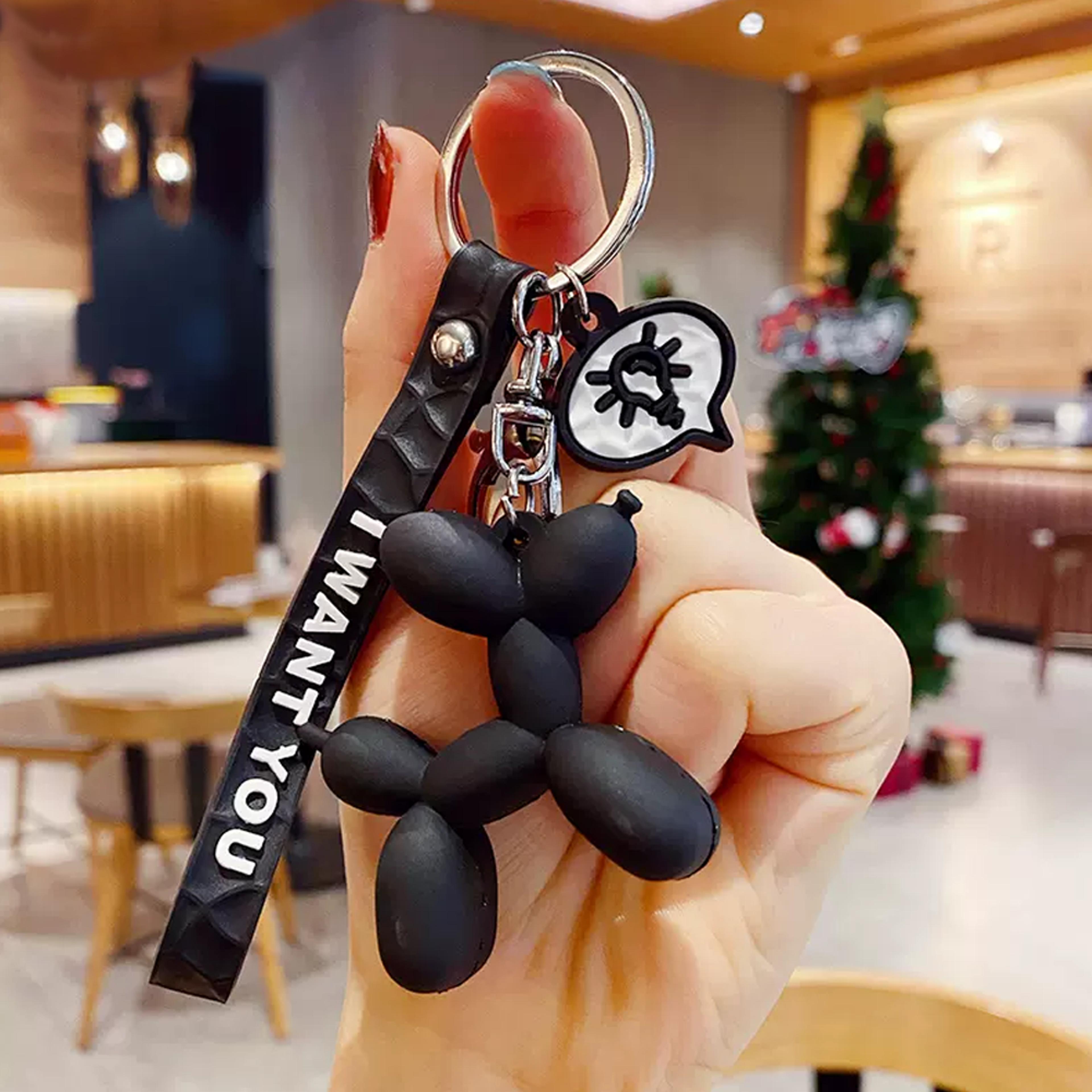 cute balloon dog car keychain