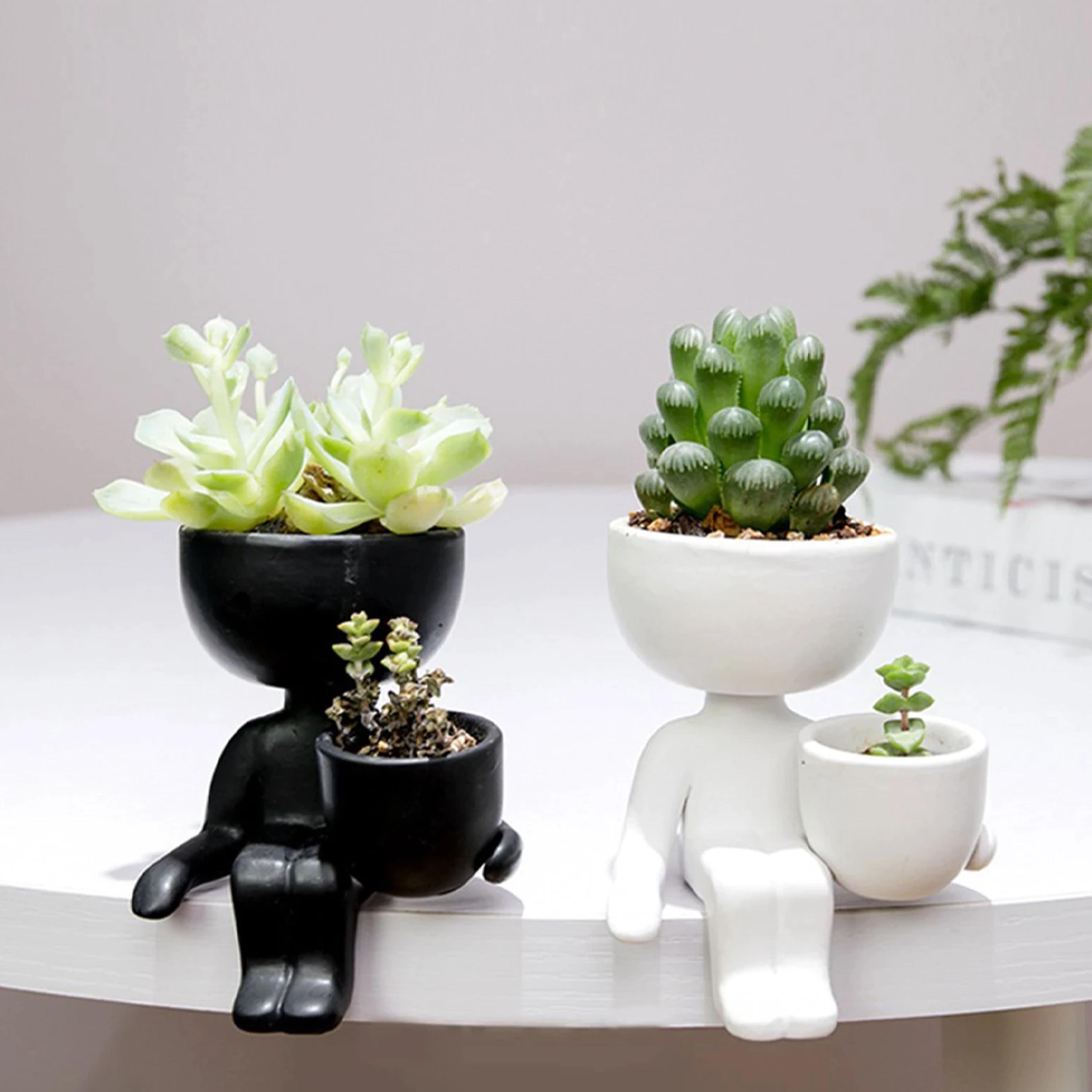 nordic human shape ceramic succulent planter pots for home & office decor