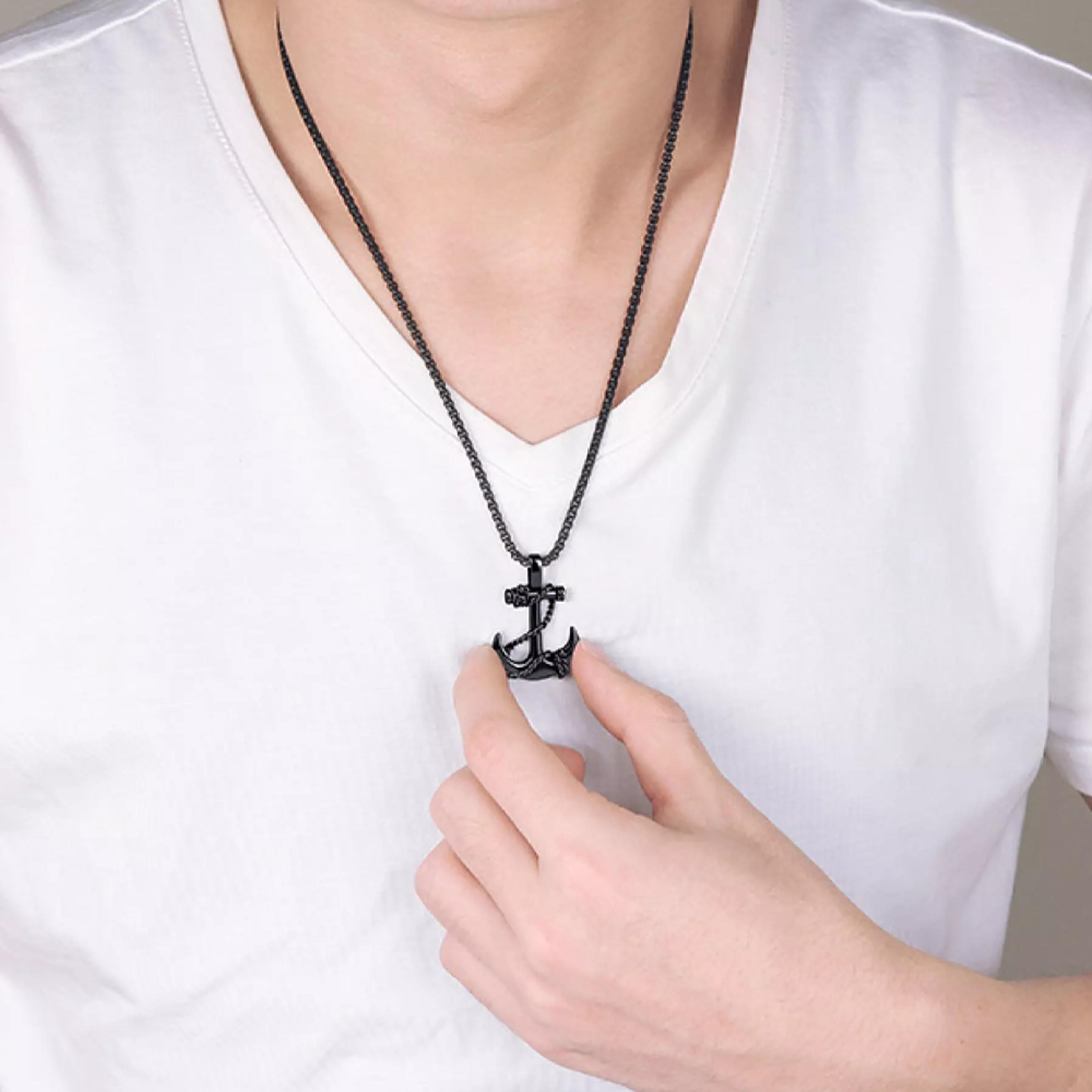 stainless steel unisex anchor necklace
