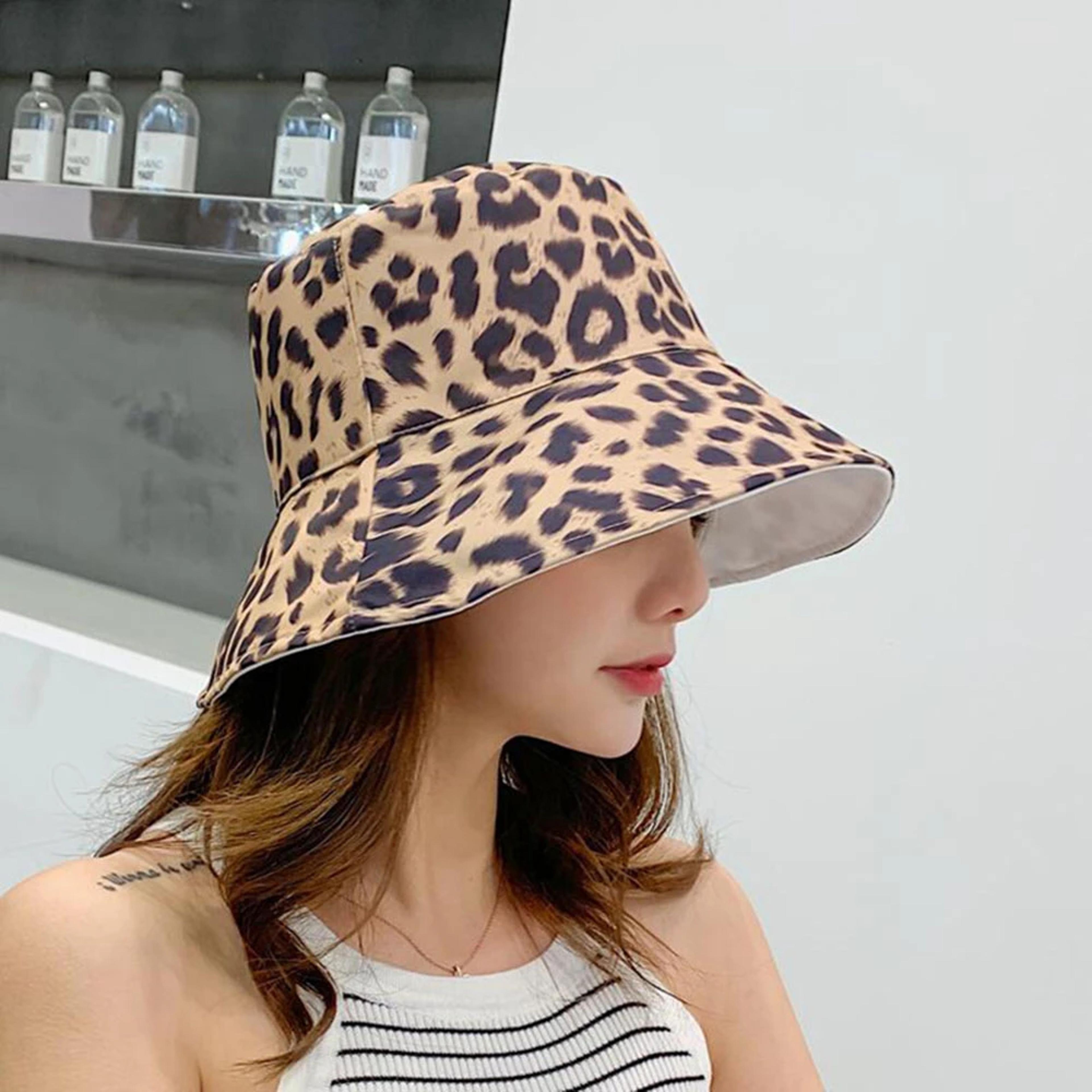 unisex reversible leopard print bucket hat