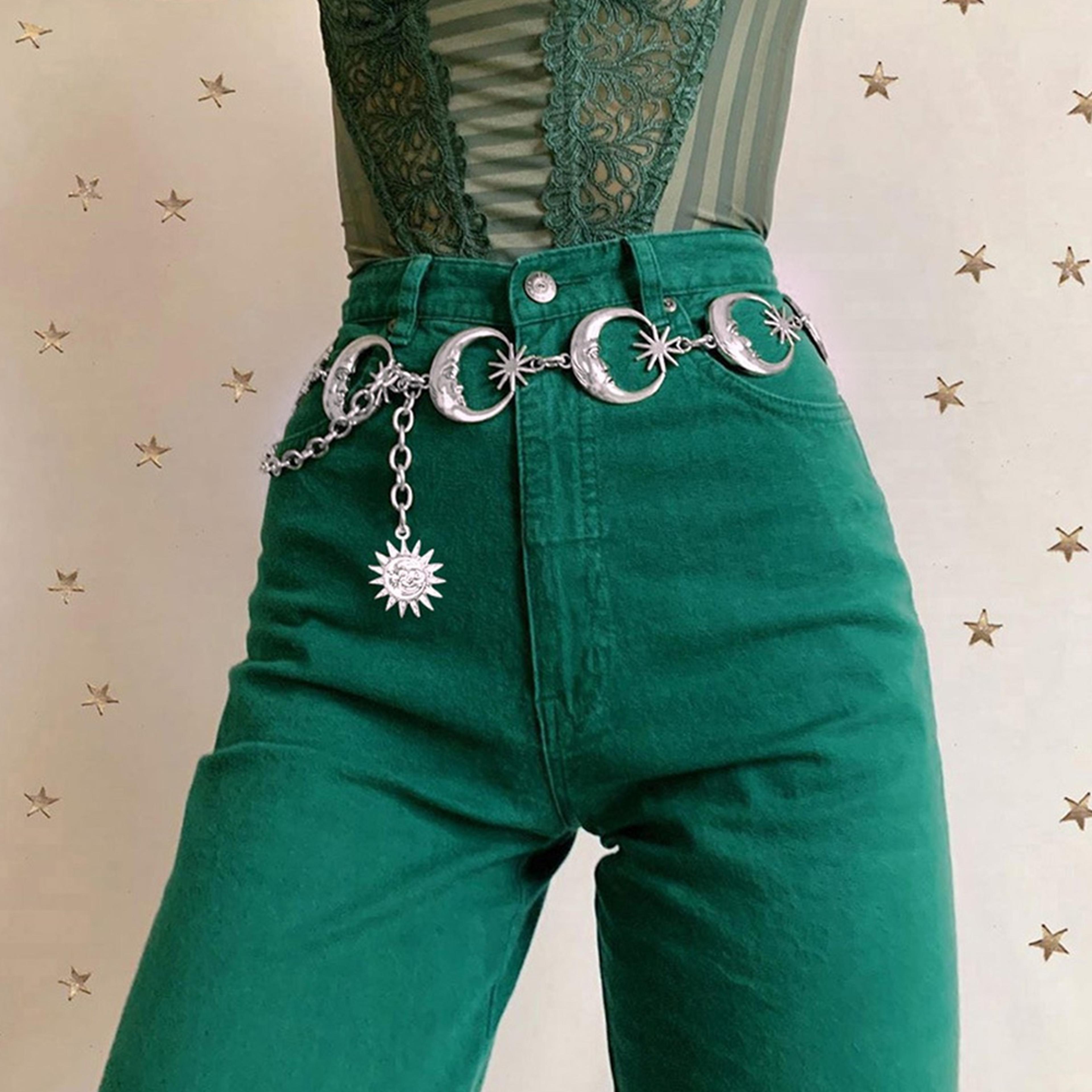 vintage high waist crescent moon belt