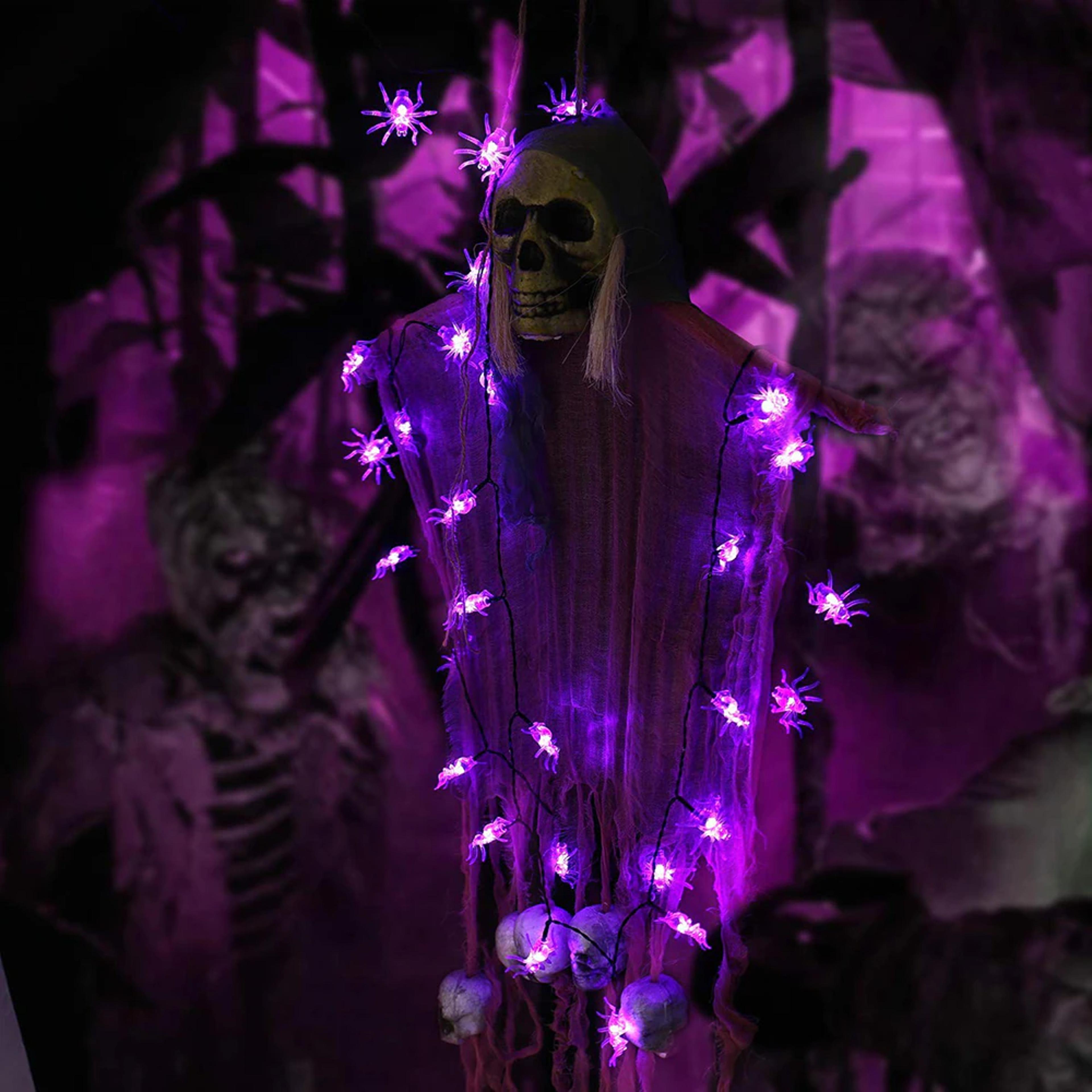purple halloween spider lights