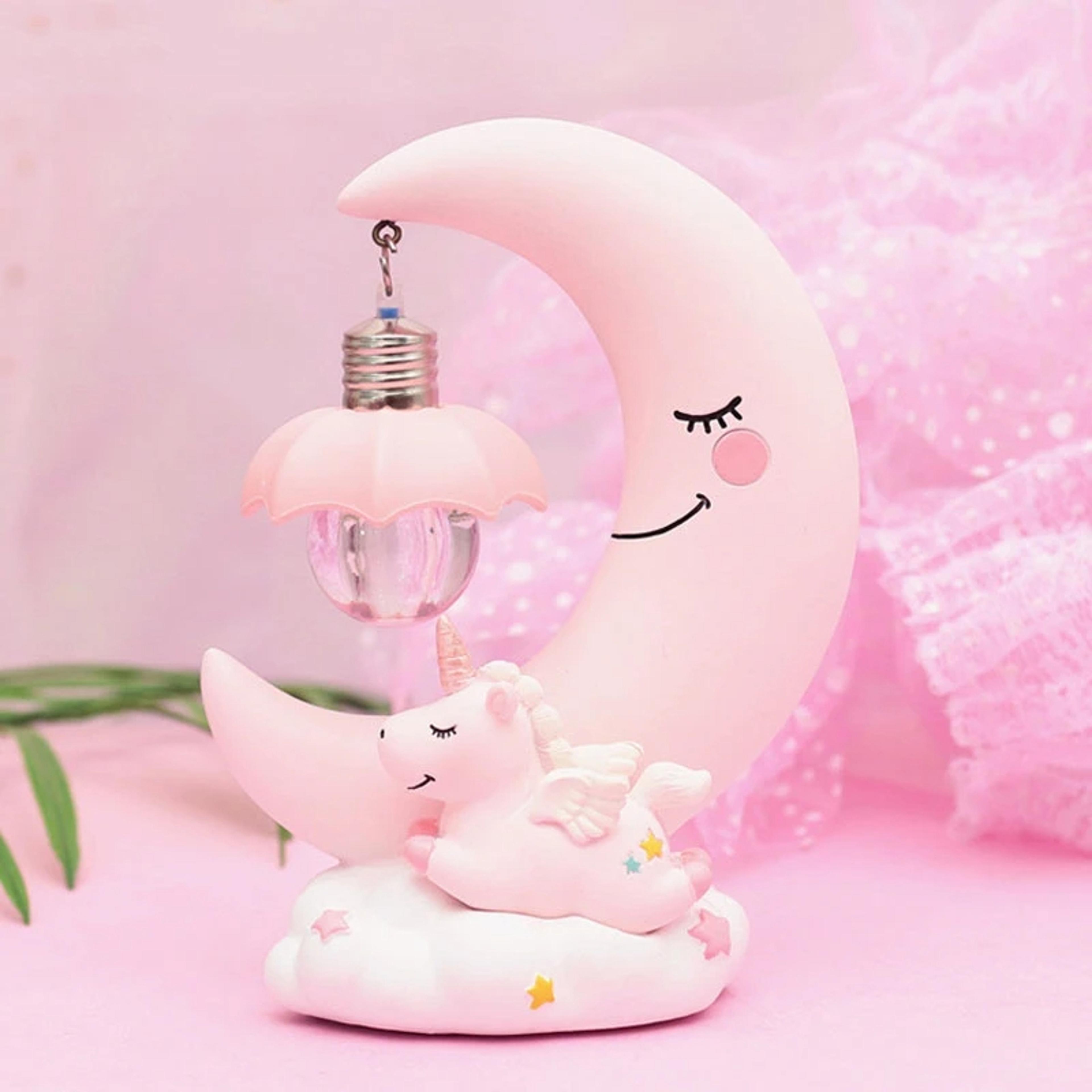 Cute Moon Unicorn Night Light pink