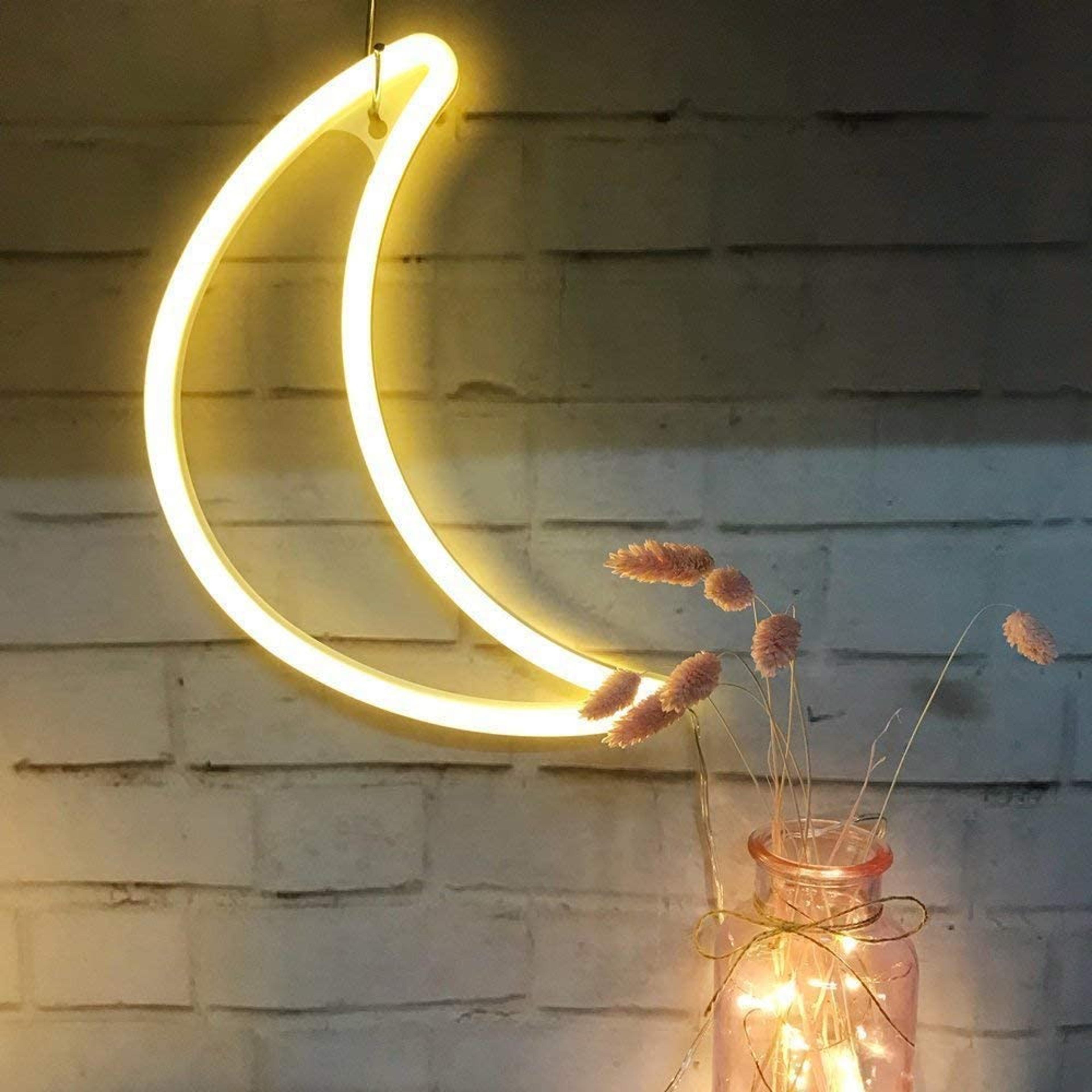 crescent neon moon sign for wall & table