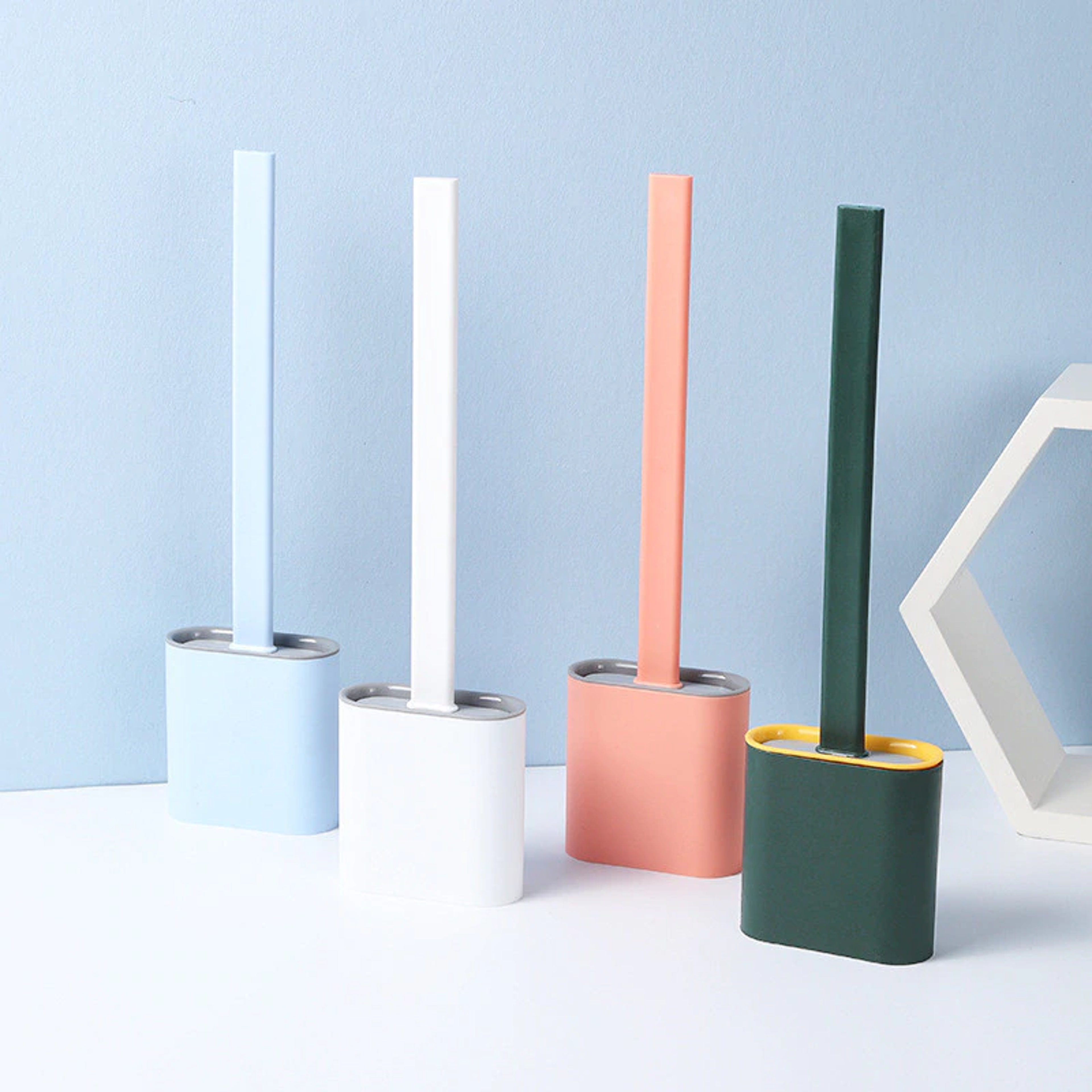 next-gen clean - revolutionary flexible silicone toilet brush with holder, wall-mounted design, water-repellant