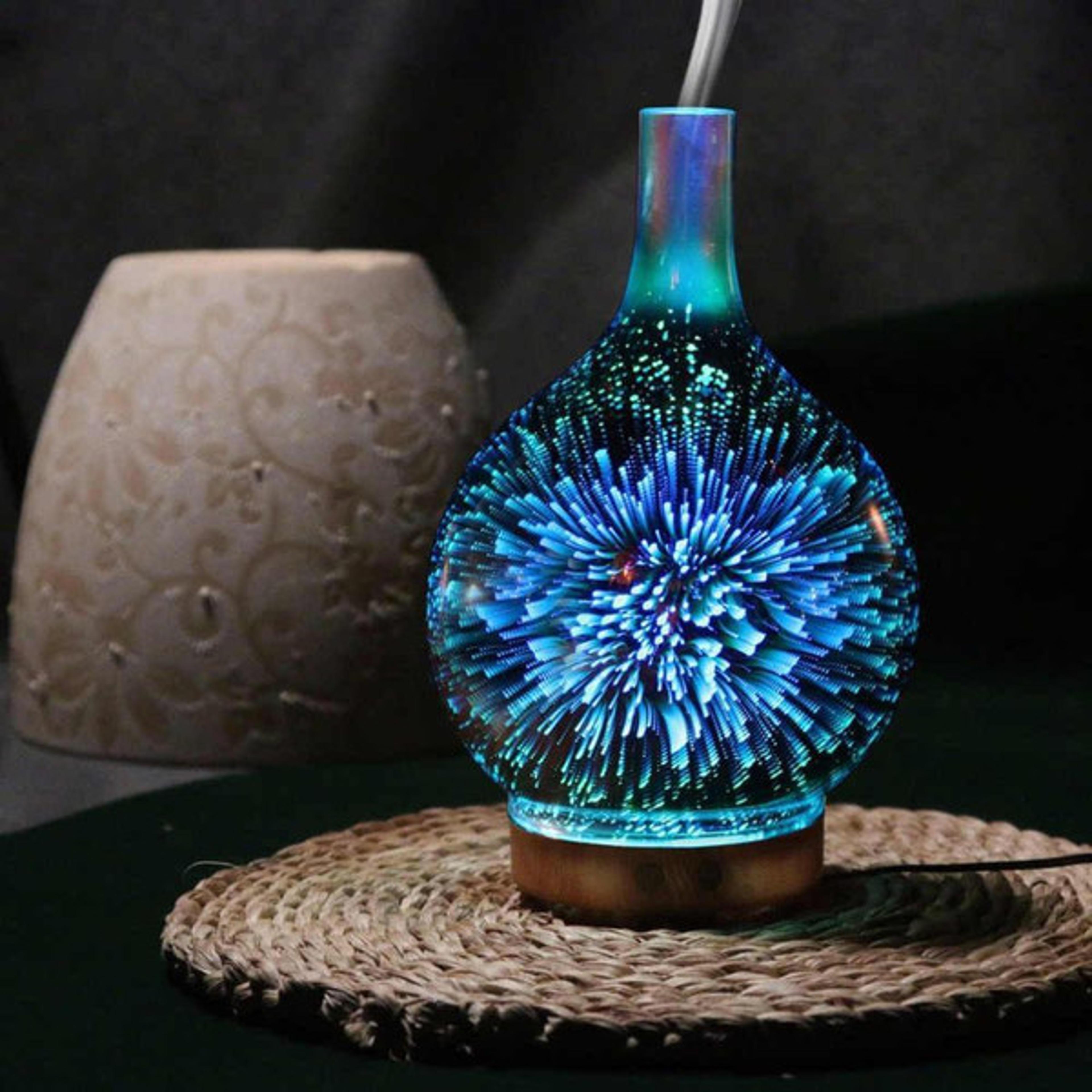 transform your space - stardust essential oil diffuser, handmade glass, 3d light effects, bpa-free and user-friendly