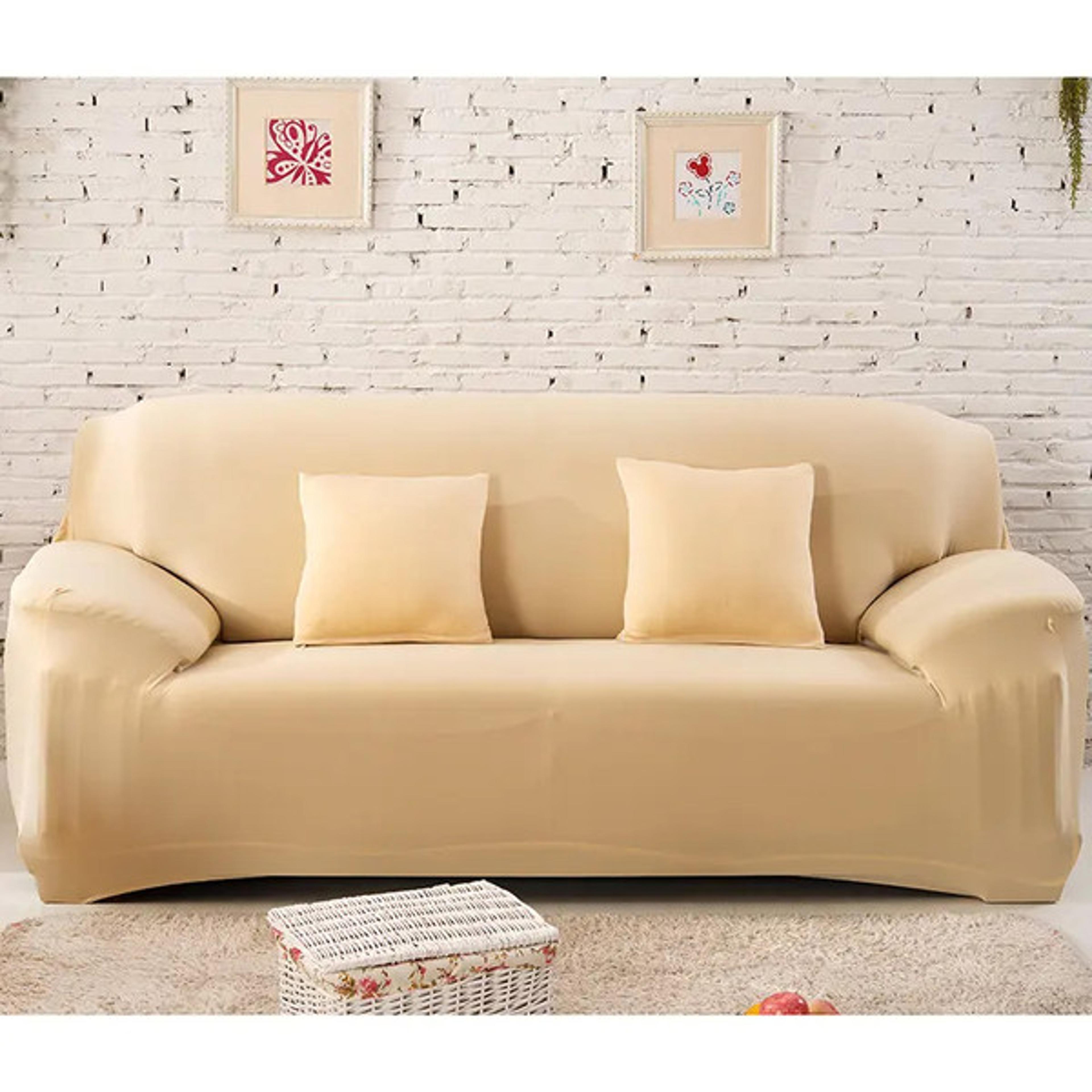 Elegant and Protective Perfect Fit Sofa Slipcover - Stretchable, Easy Clean, Couch Cover for Every Home biege