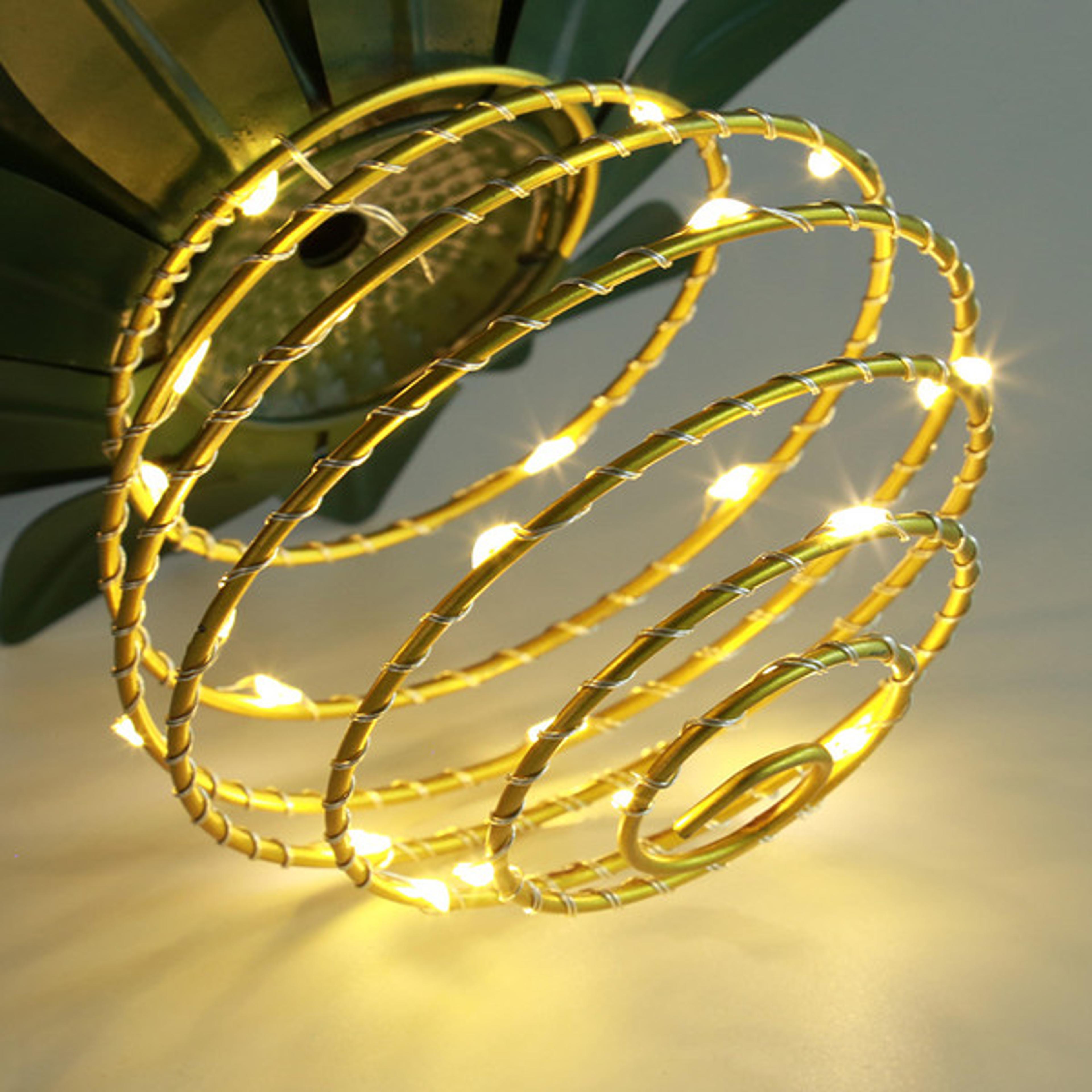 Elegant Solar Pineapple Lantern with LED Lights - Stainless Steel, Metal, and Copper, Perfect for Garden Decor3