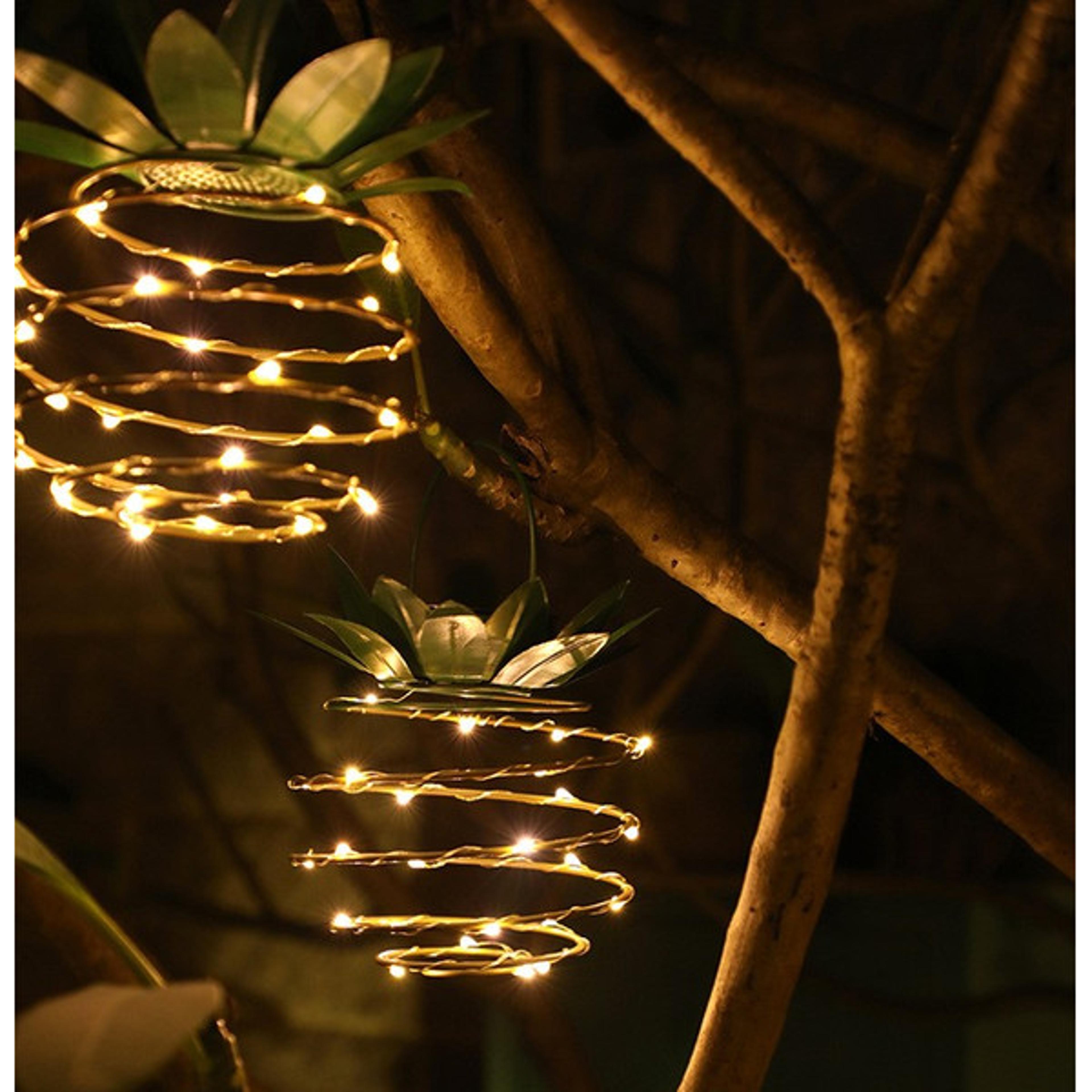 Elegant Solar Pineapple Lantern with LED Lights - Stainless Steel, Metal, and Copper, Perfect for Garden Decor2