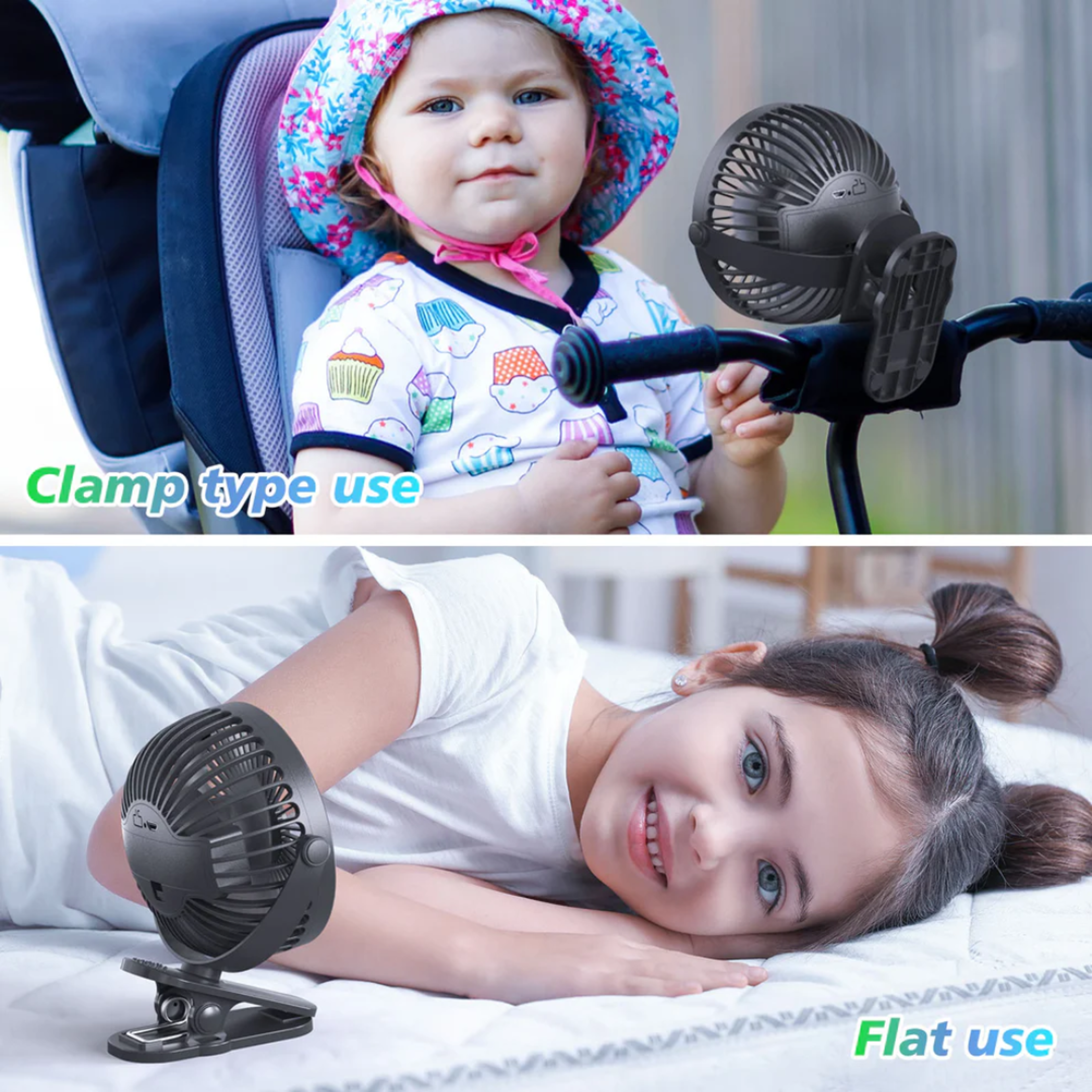 USB Rechargeable 360° Rotation Clip-On Table Fan6