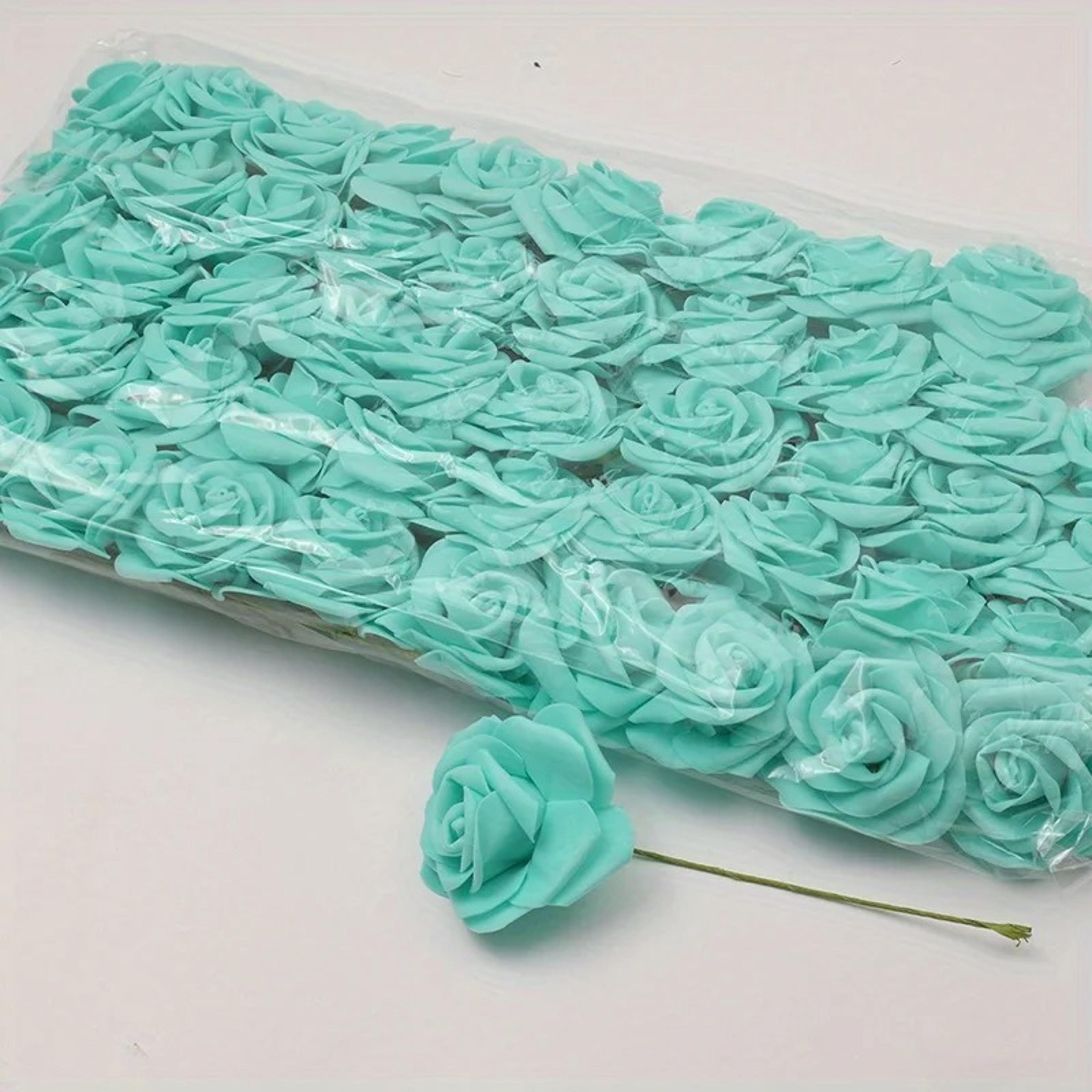 50pcs White PE Artificial Rose Heads With Stems For DIY Bouquets Scrapbooking Wedding  Party Decora 6