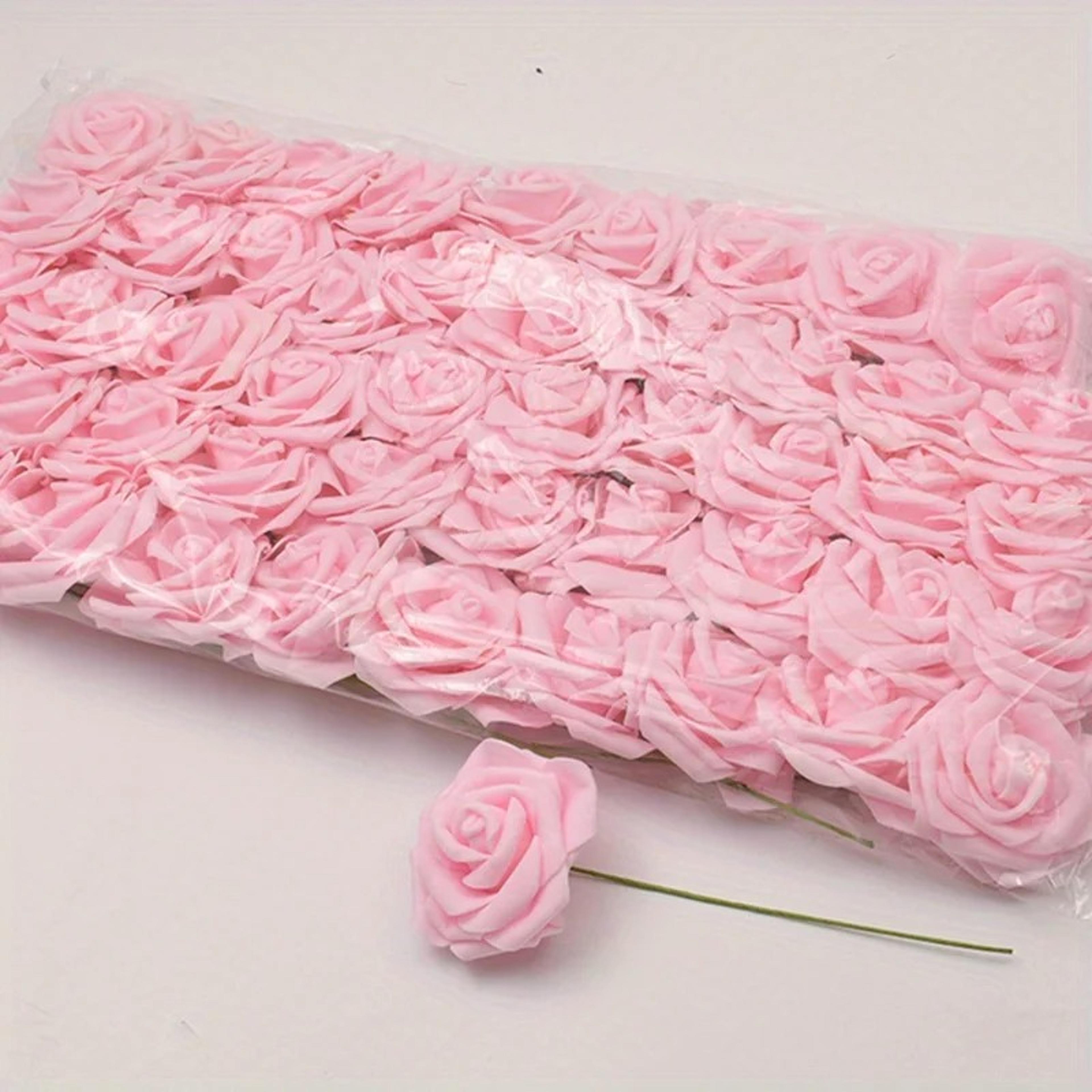 50pcs White PE Artificial Rose Heads With Stems For DIY Bouquets Scrapbooking Wedding  Party Decora 8