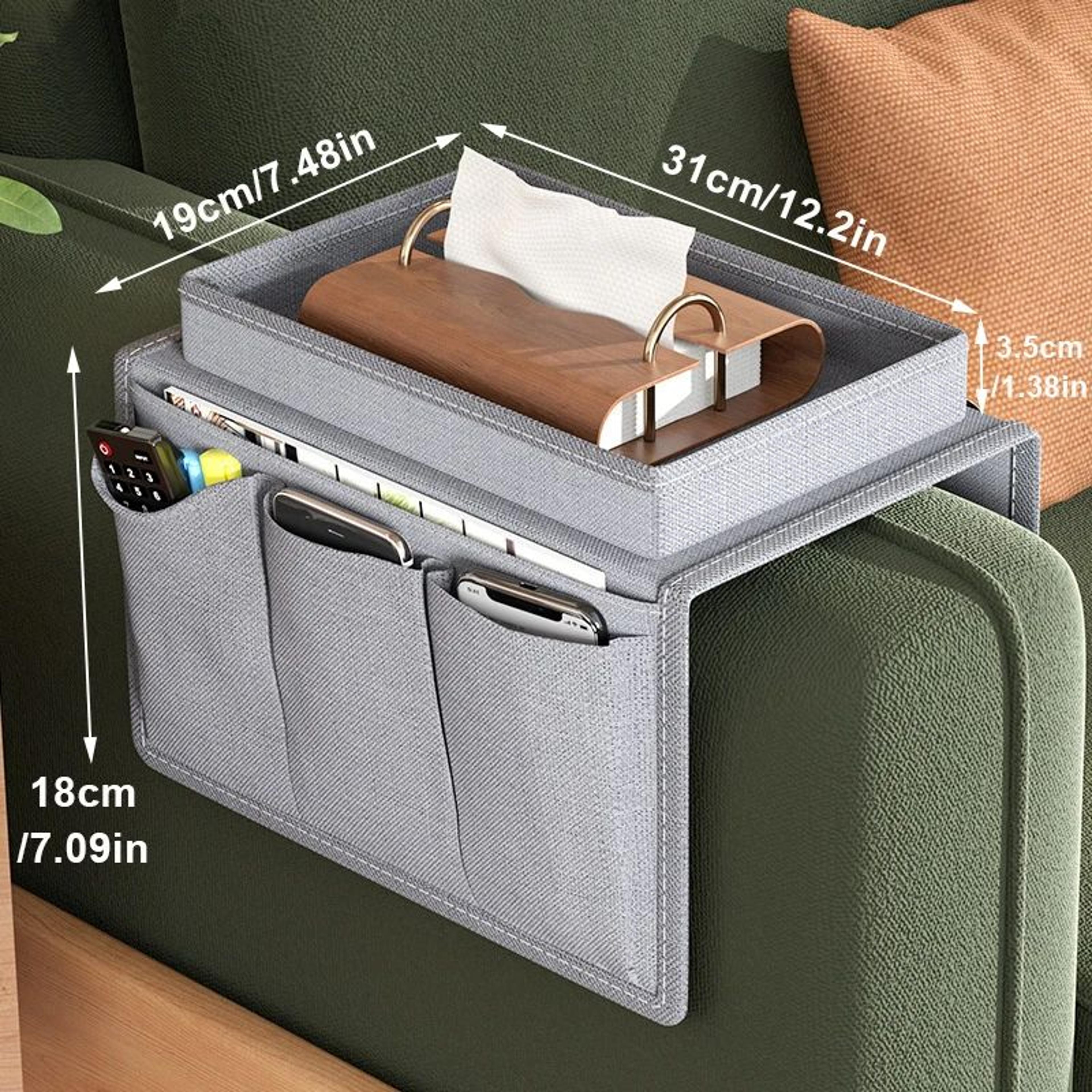 Premium Sofa Armrest Organizer Multifunctional Sofa Storage Bag With Cellphone Coffee Cup  Tissue T 6