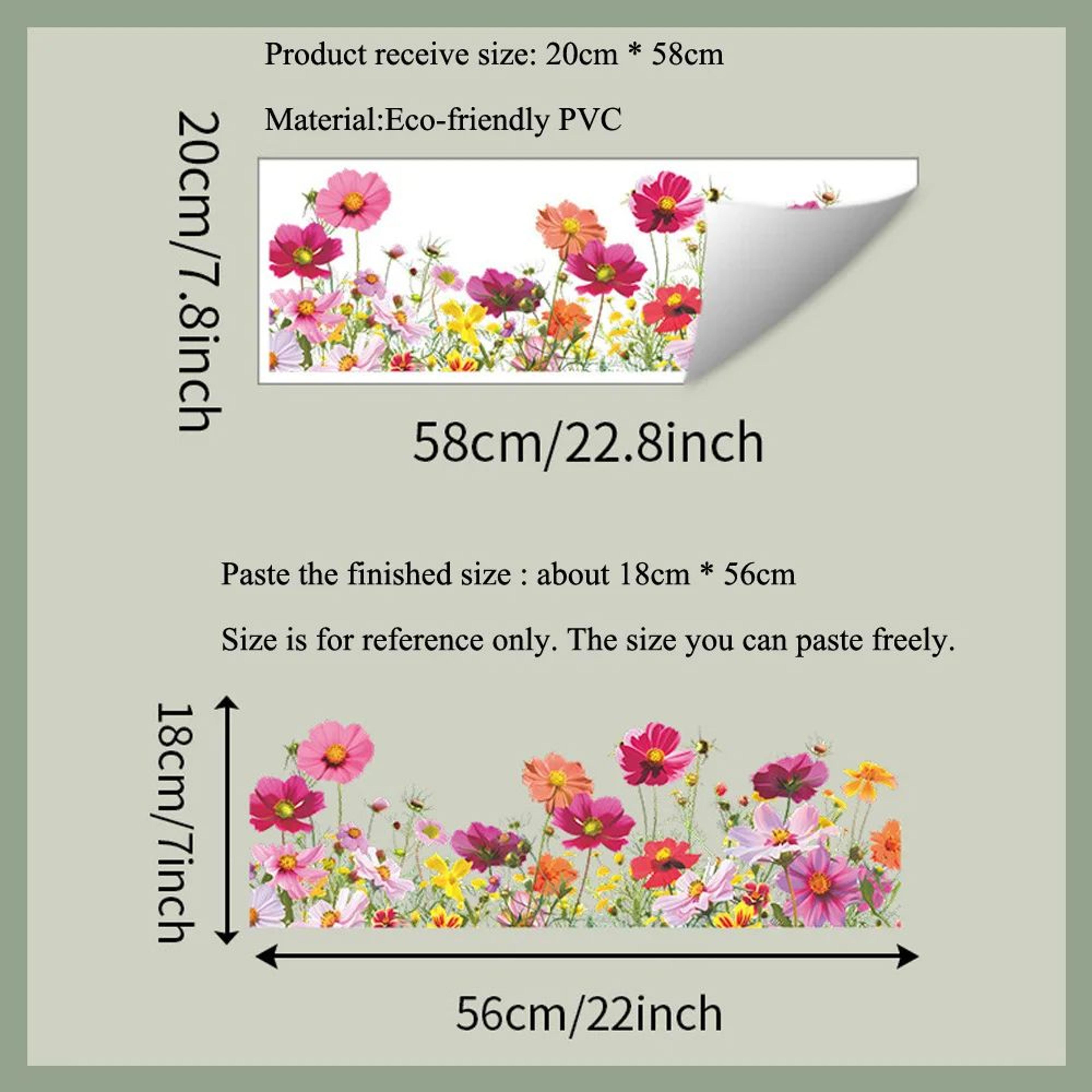 Beautiful Colorful Flowers Wall Stickers For Glass Windows SelfAdhesive PVC Decals For Room  Home D 5