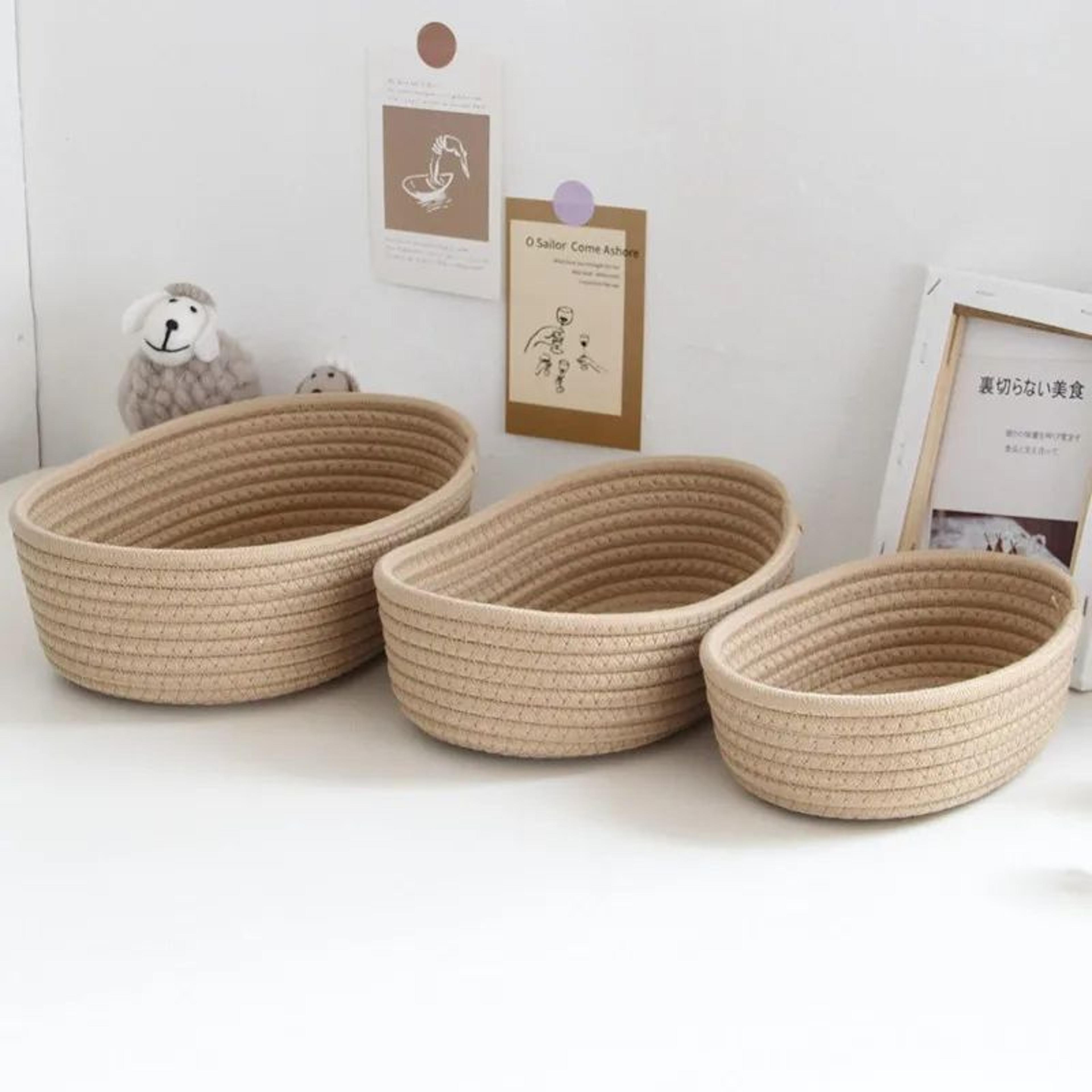 Nordic Cotton Rope Woven Storage Baskets Desktop Organizer For Sundries Keys  Cosmetics 2
