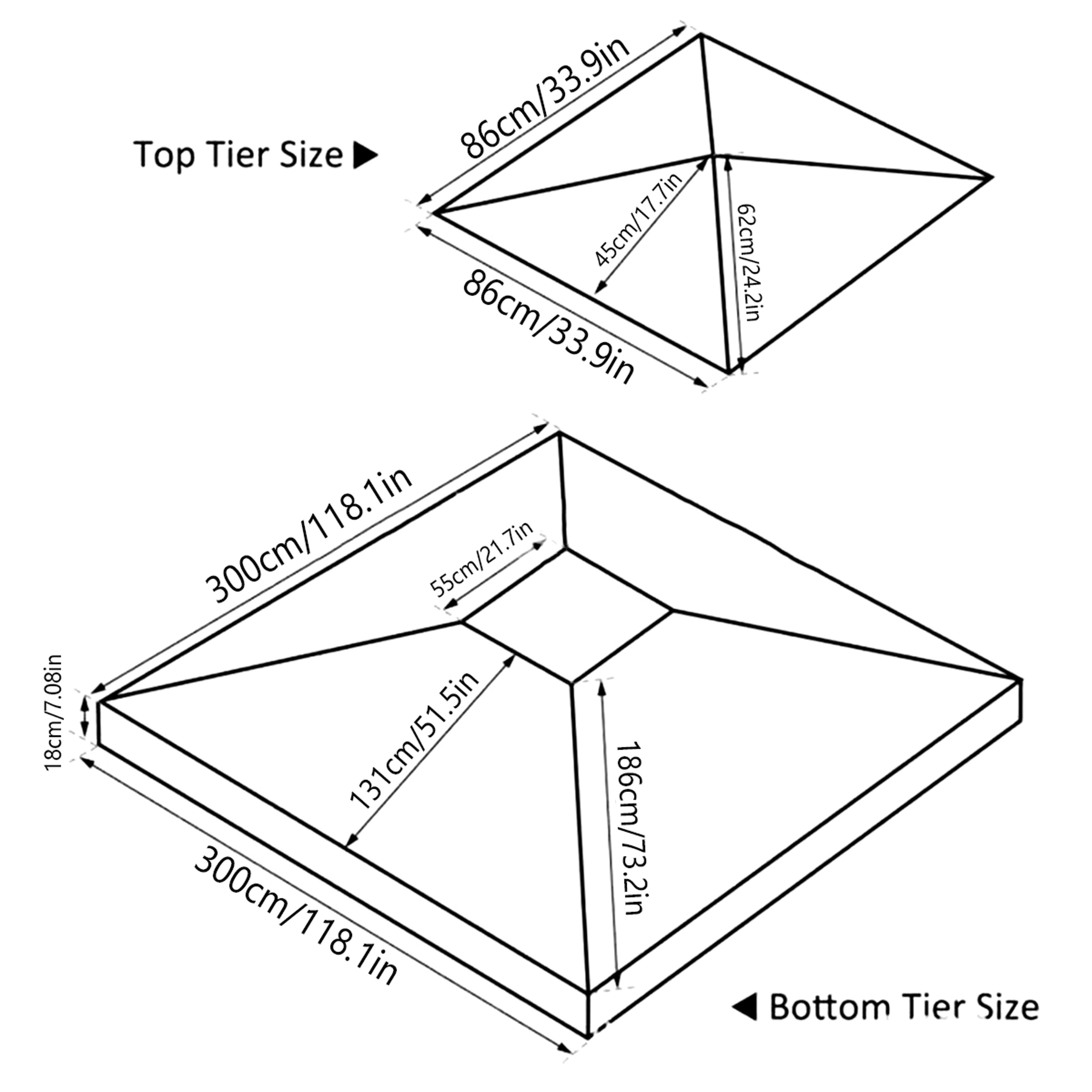 Garden Gazebo Top Cover Canopy Replacement Top Canopy Cover With Double Tier Outdoor Patio Sunshade