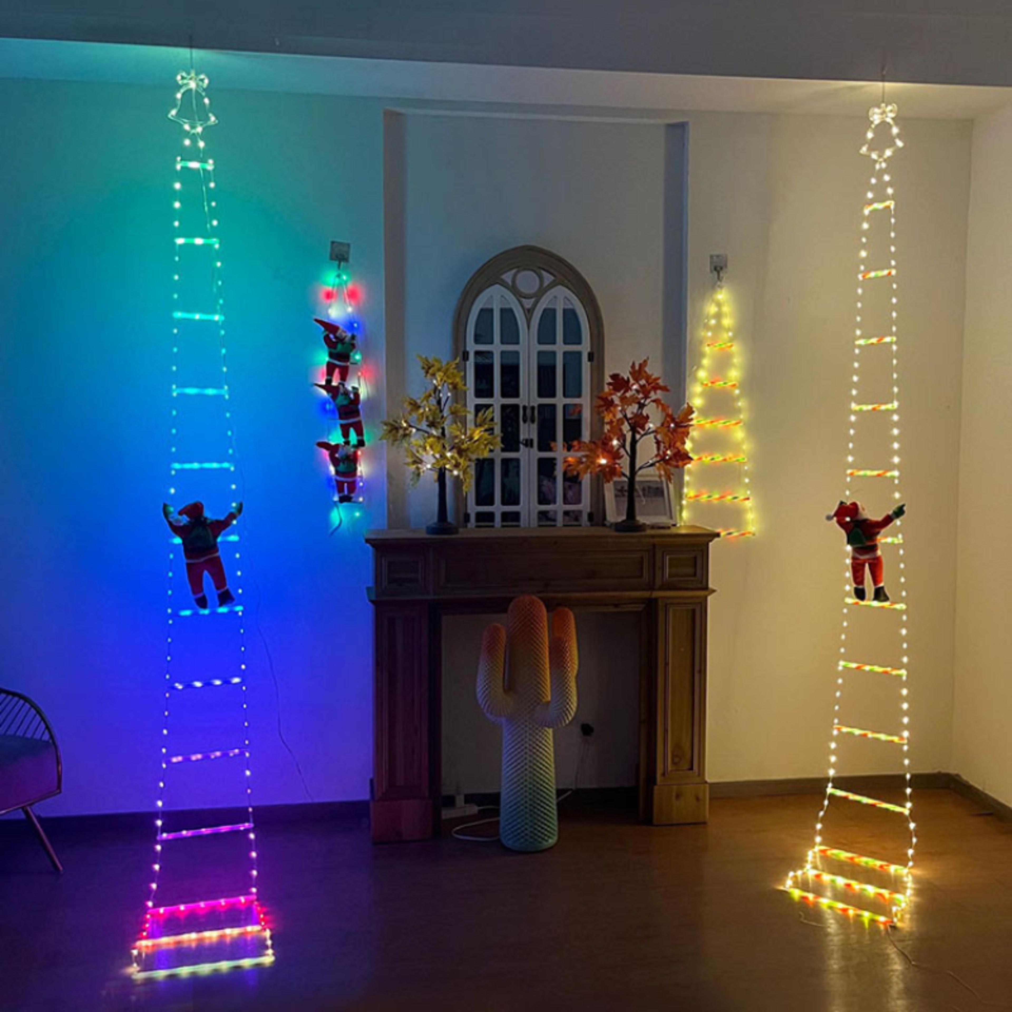 Climbing Santa LED Ladder Lights  1 PlugIn Fairy Christmas Decoration Warm WhiteMulticolor 8 Modes 2