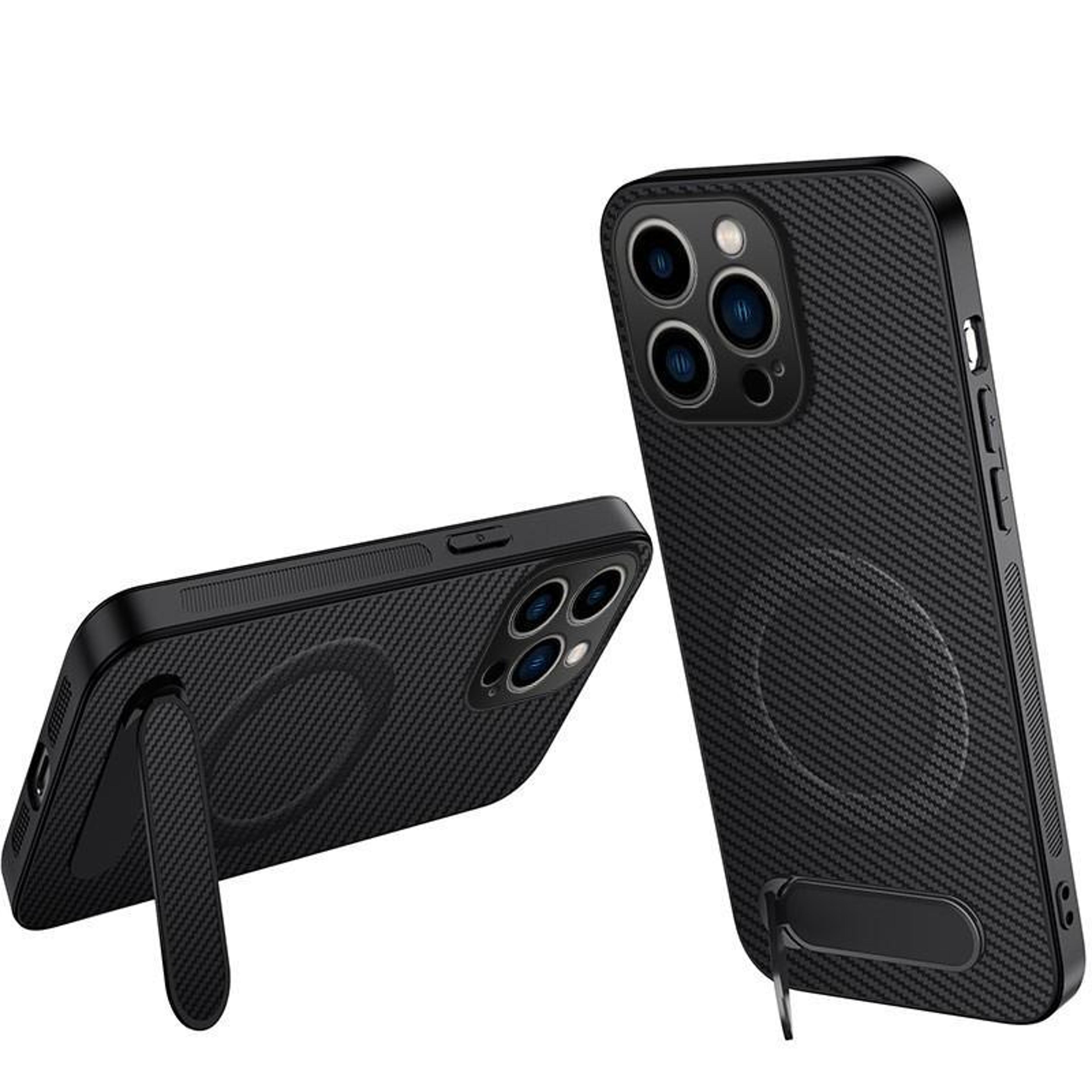 iphone 15 pro kickstand carbon fiber magnetic magsafe case