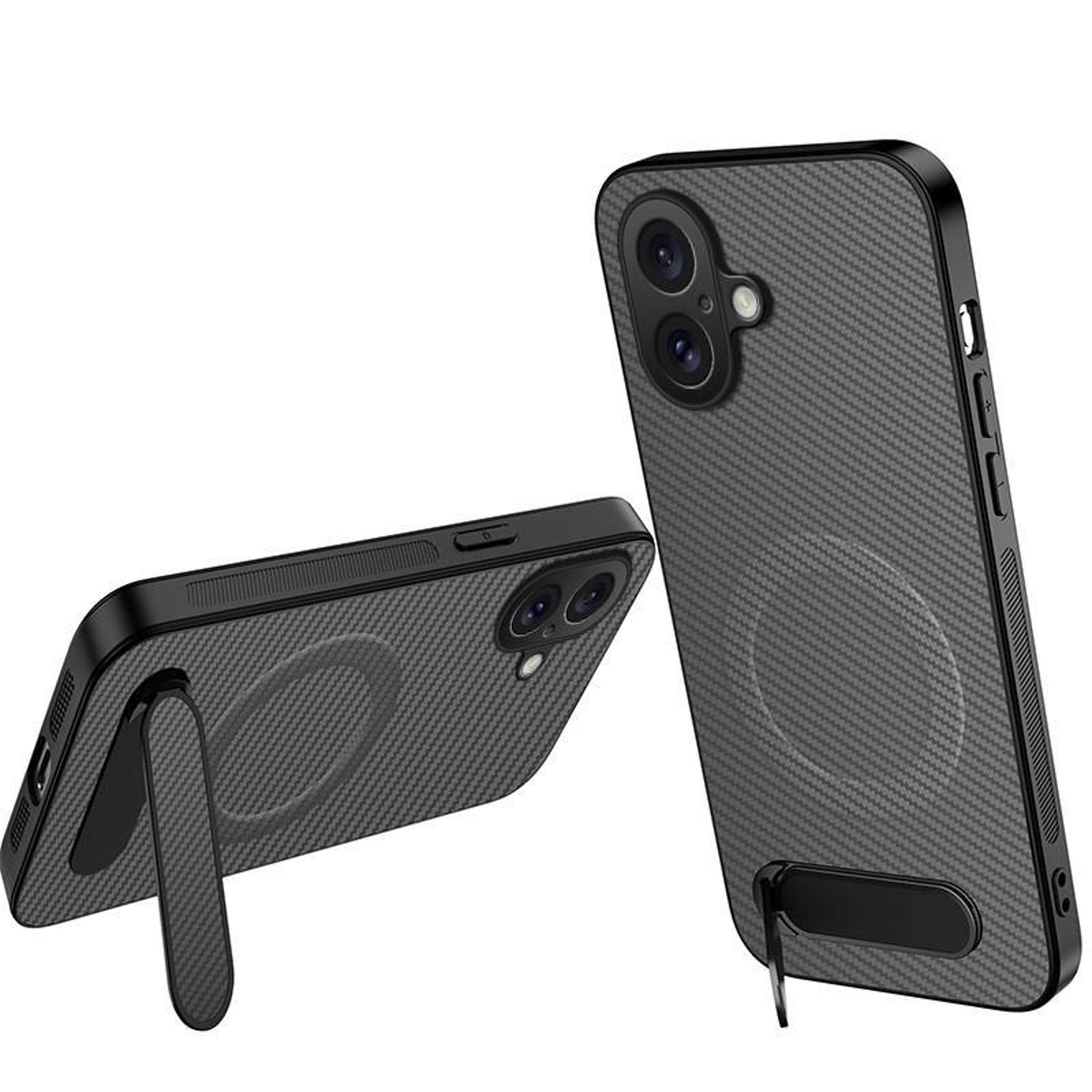 magnetic kickstand carbon fiber iphone 16 case slim shockproof phone cover