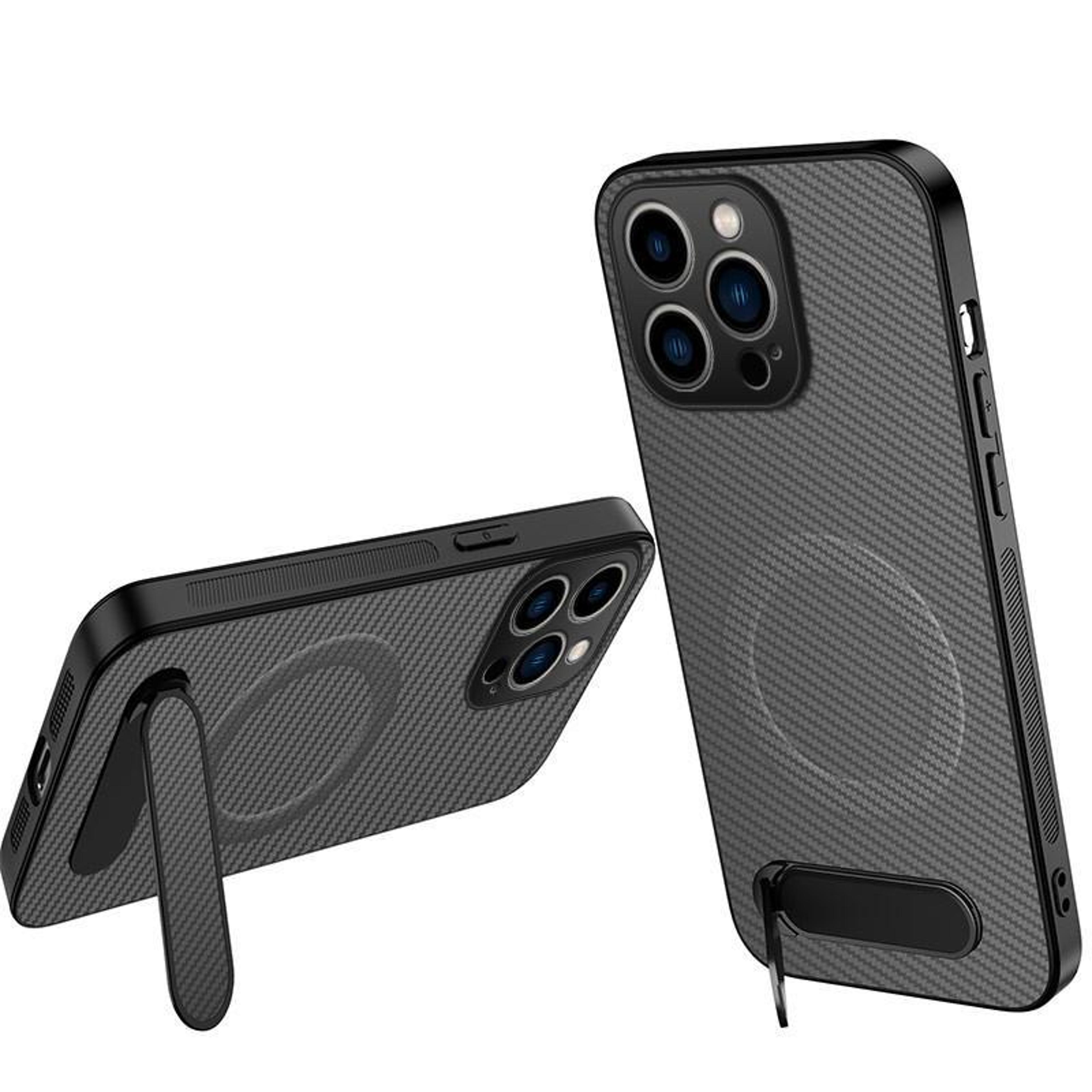 Magnetic Kickstand Carbon Fiber Case For IPhone 16 Pro Shockproof Slim Phone Cover 2