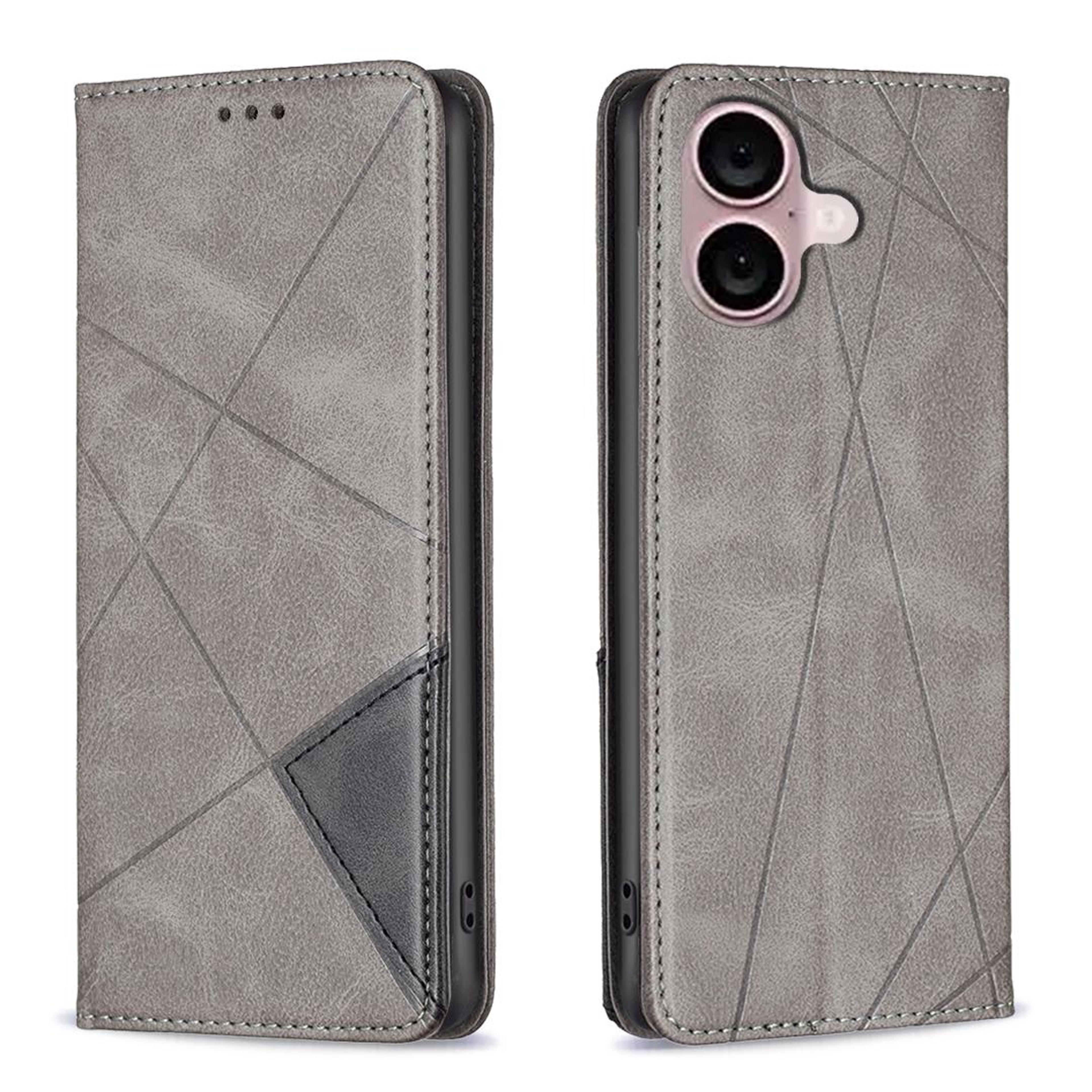 IPhone 16  16 Plus Rhombus Texture Magnetic PU Leather Wallet Case With Card Holder Kickstand 2