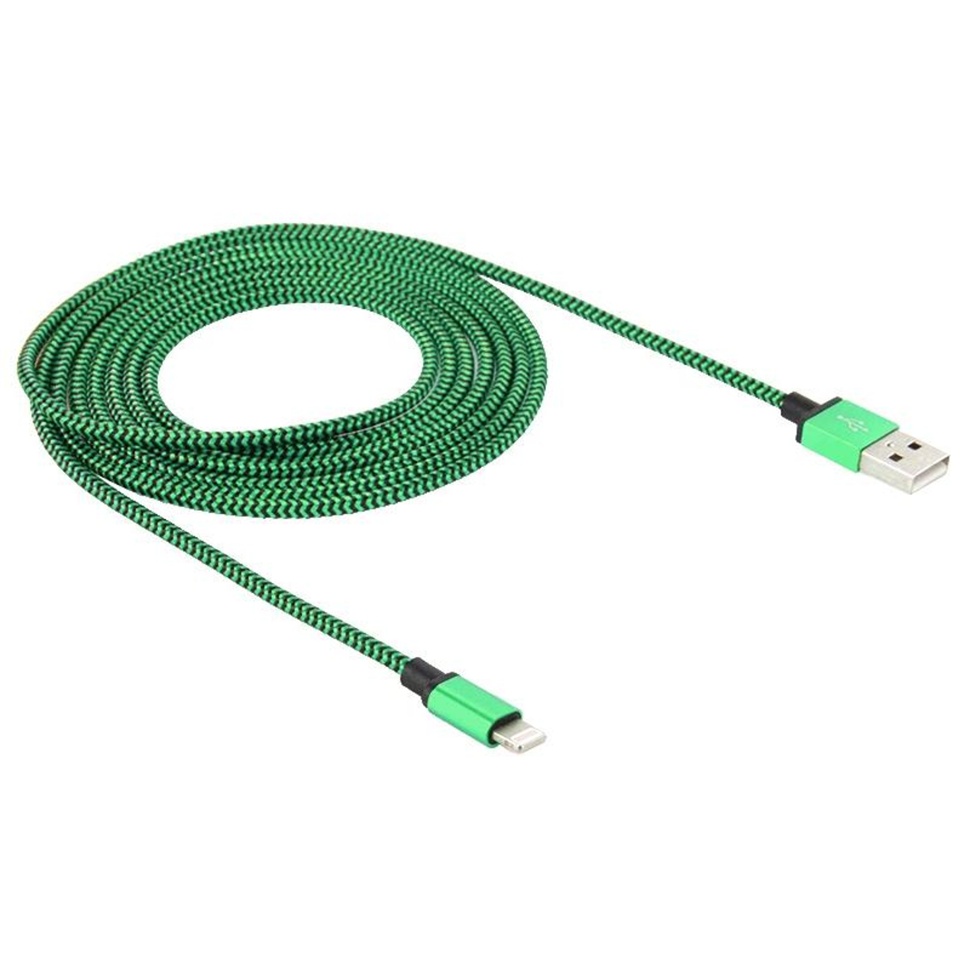 2A Woven Braided USB To Lightning Charging  Sync Cable 1m Green 1