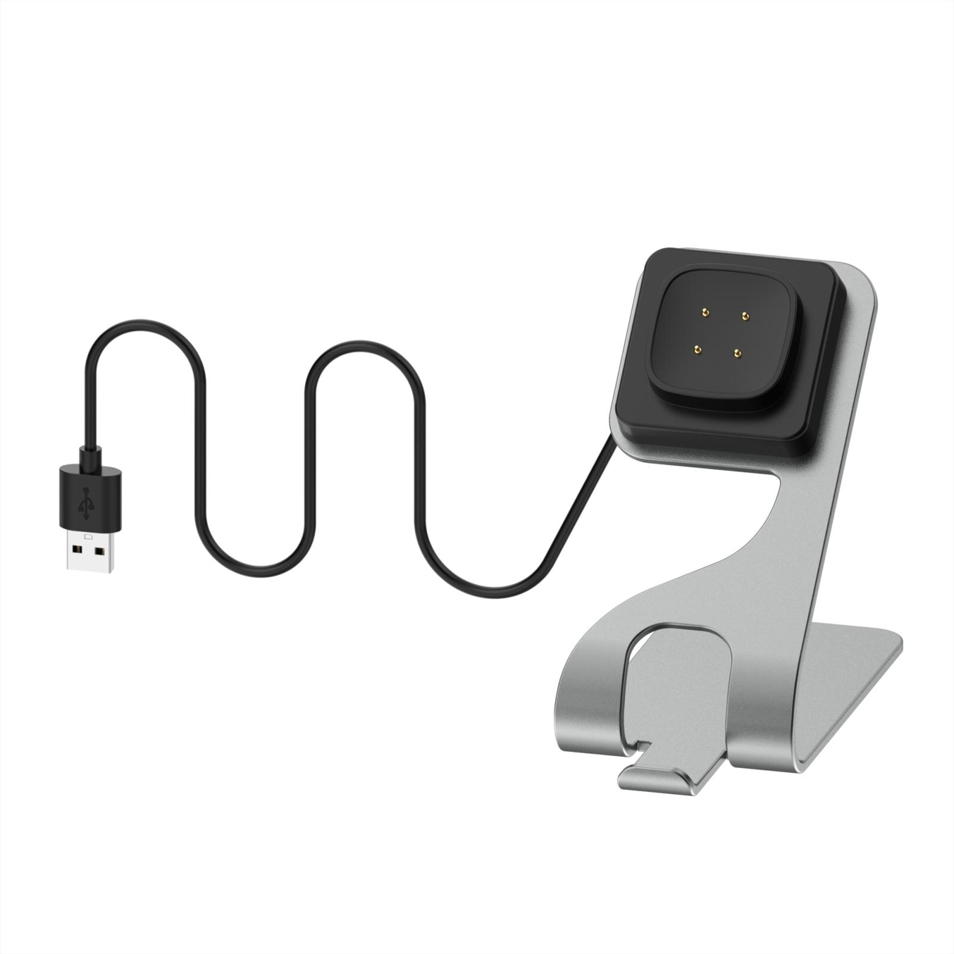 portable magnetic metal charger for fitbit versa 4 & sense 2, 1.5m fast charging cable holder