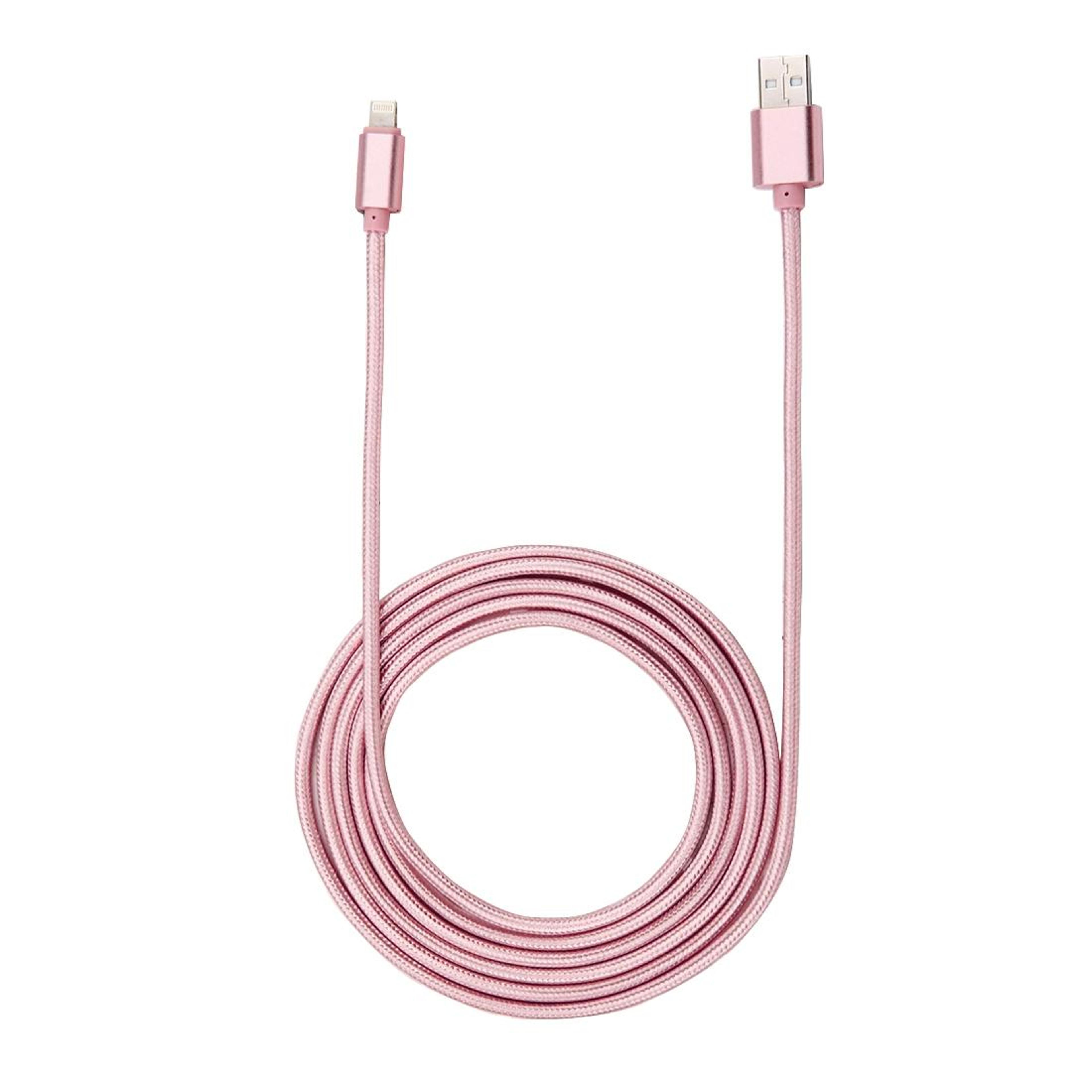 1m Woven Style Metal Head IPhone Charging Lightning Cable USB Data Cable Rose Gold 2