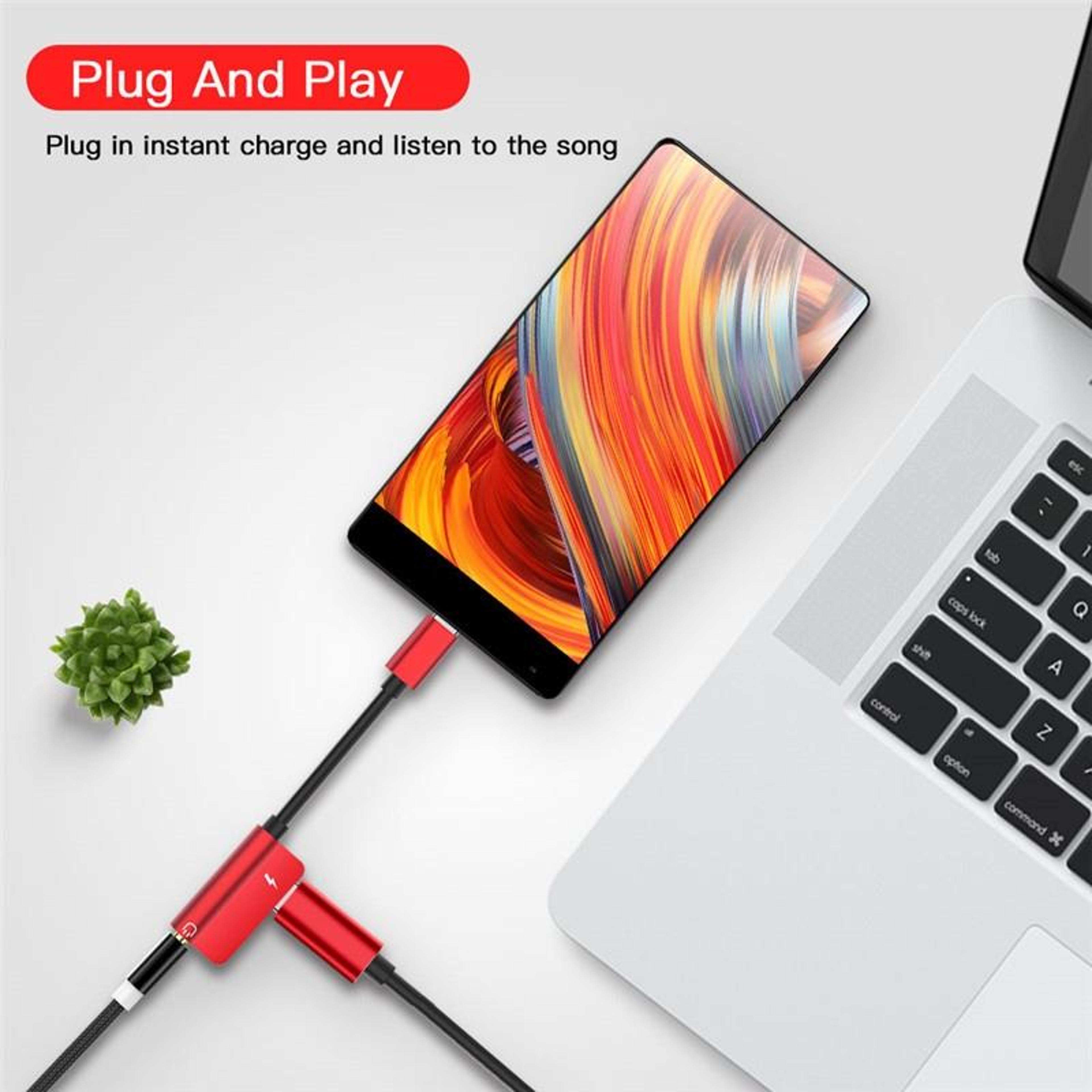 Hat Prince USBC Charging Audio Adapter Cable TypeC To 35mm Jack Splitter For Fast Charge  Sound 8