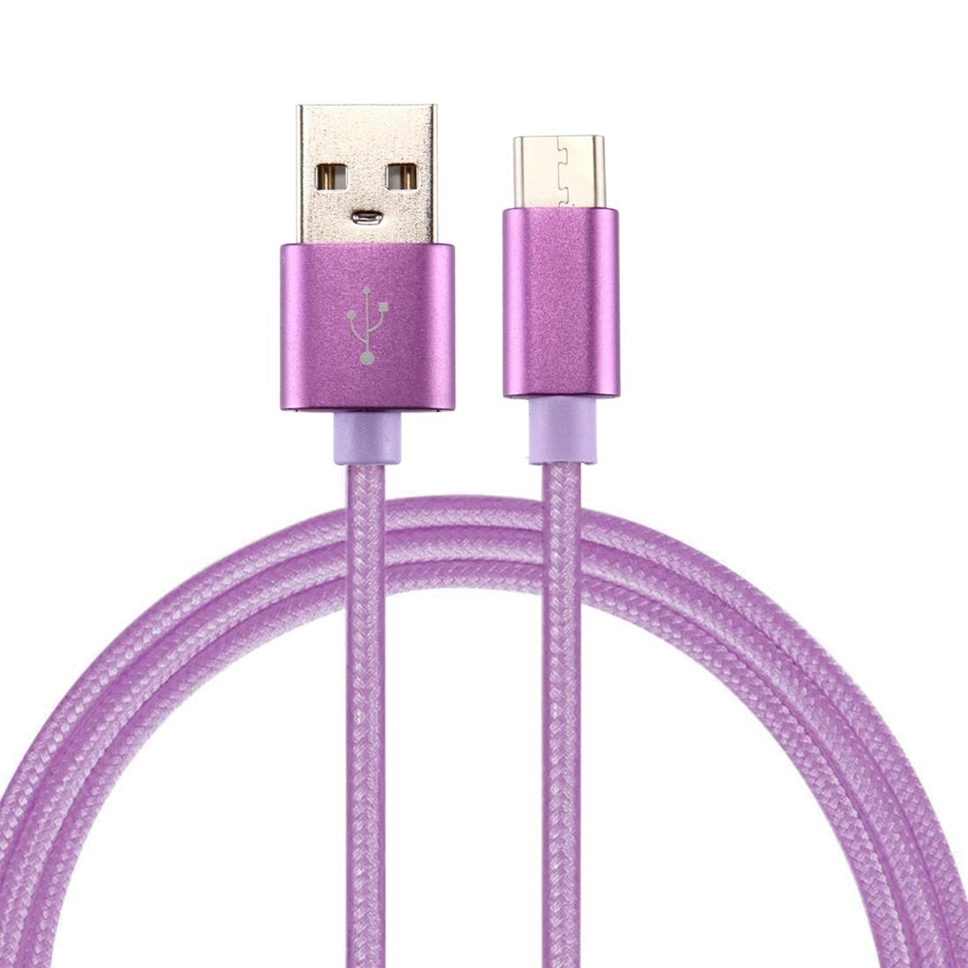Knit Texture USB To USBC TypeC Fast Charging Data Sync Cable 50cm Purple 0