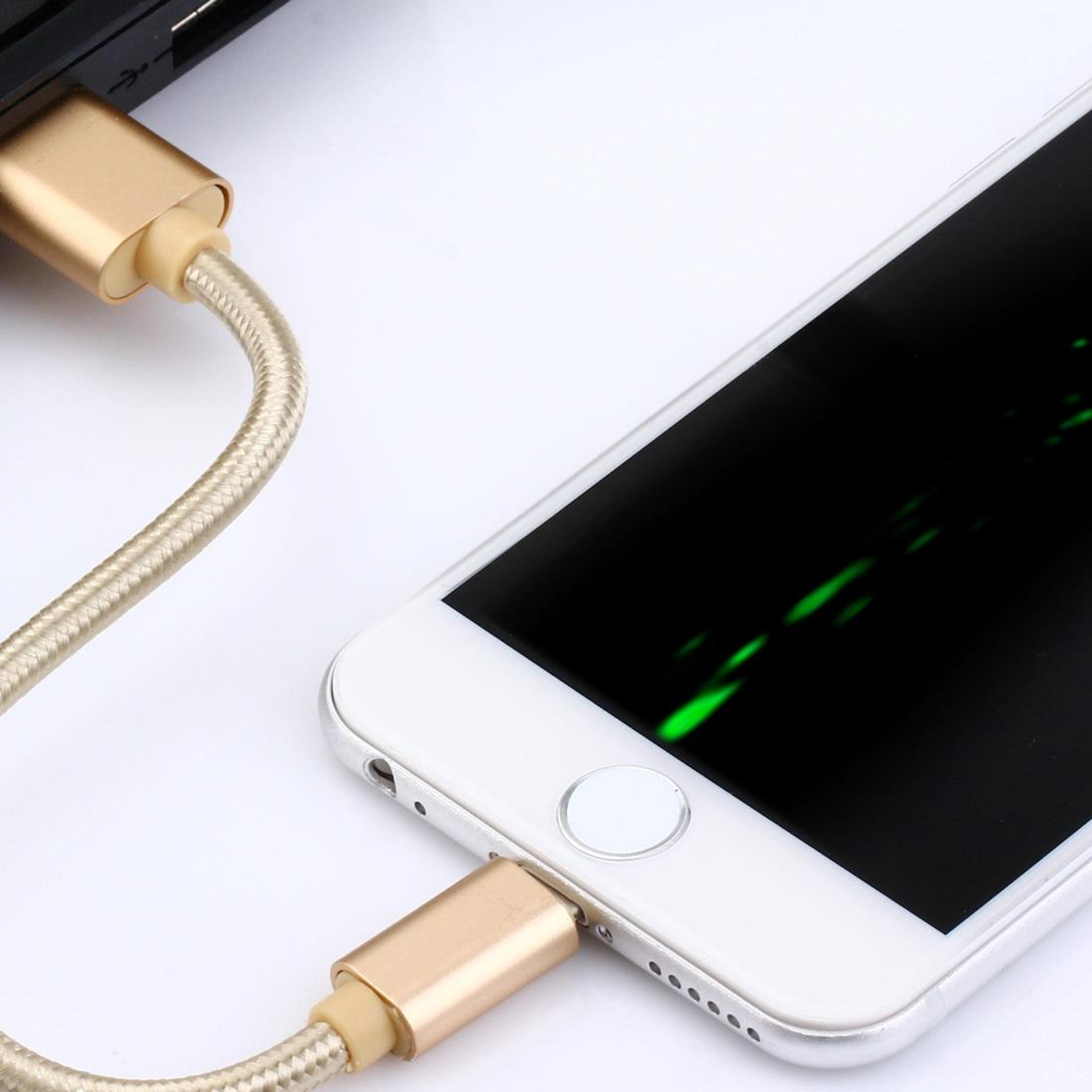 Braided Gold Lightning Charging Cable 1M Fast Sync USB Data Charger For IPhone And IPad 7