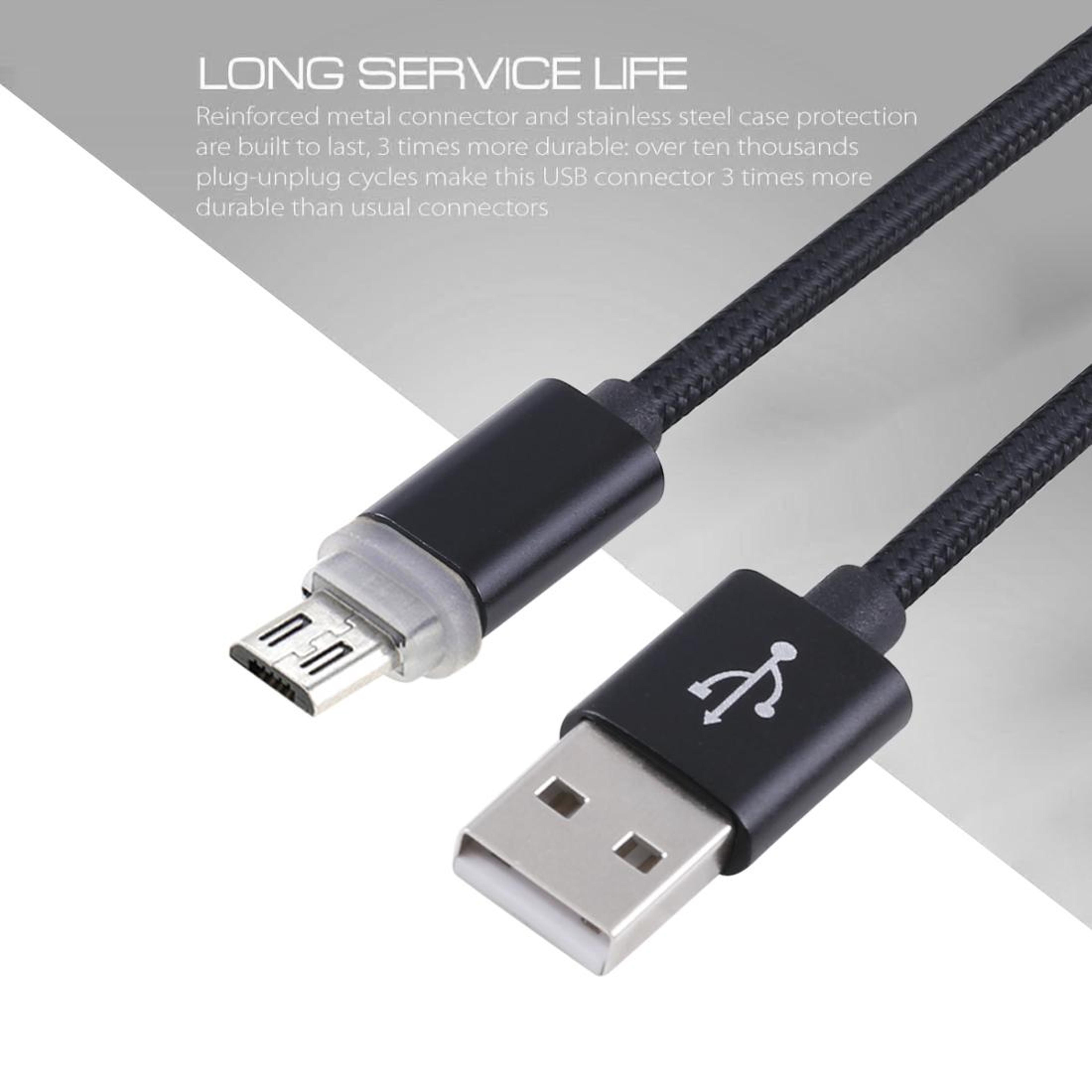 Woven Style Micro USB Cable With USB  Data Cable Sync LED Indicator 3