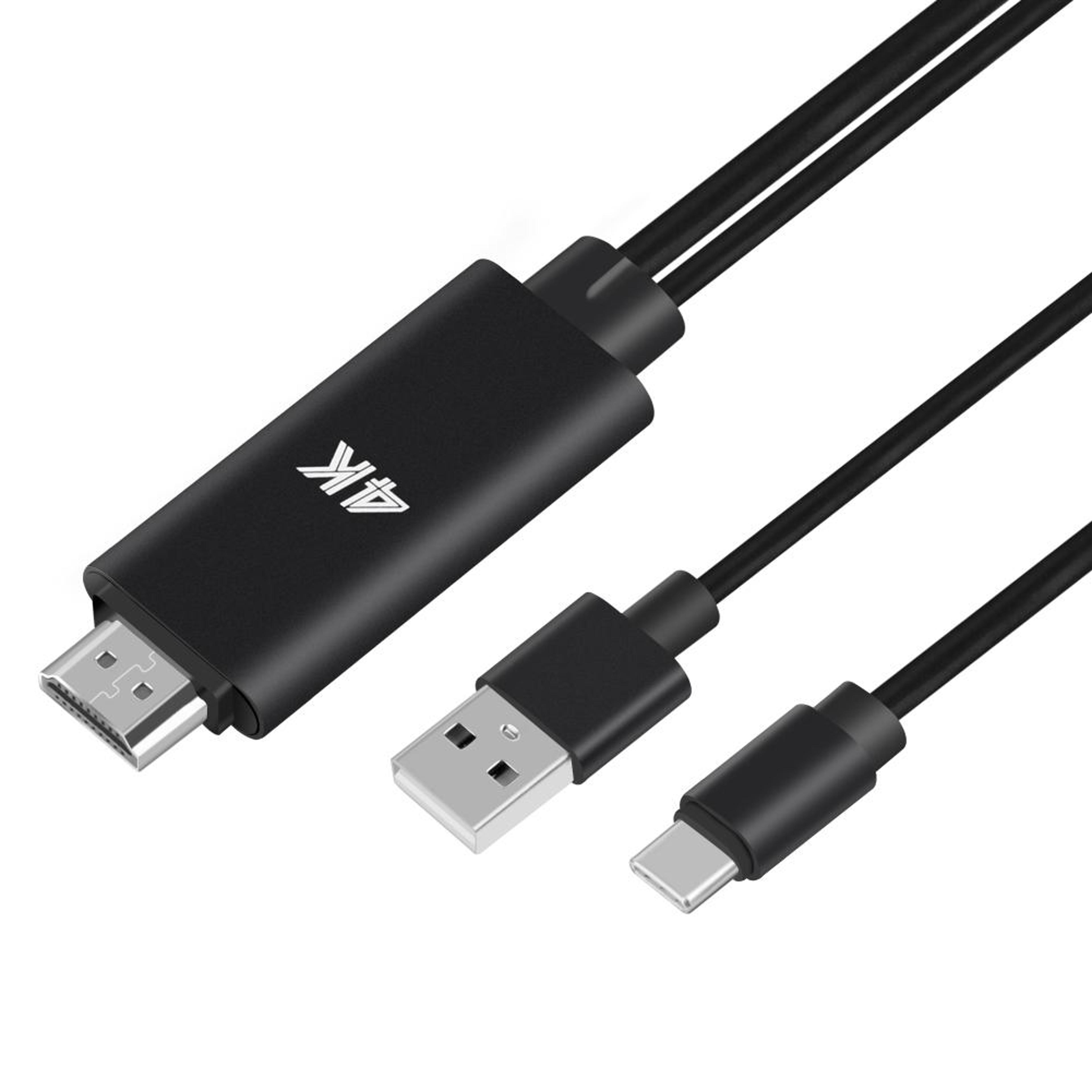 4K USBC To HDMI Display Cable With USB Power Support 18M Aluminum Alloy Adapter Cable 0