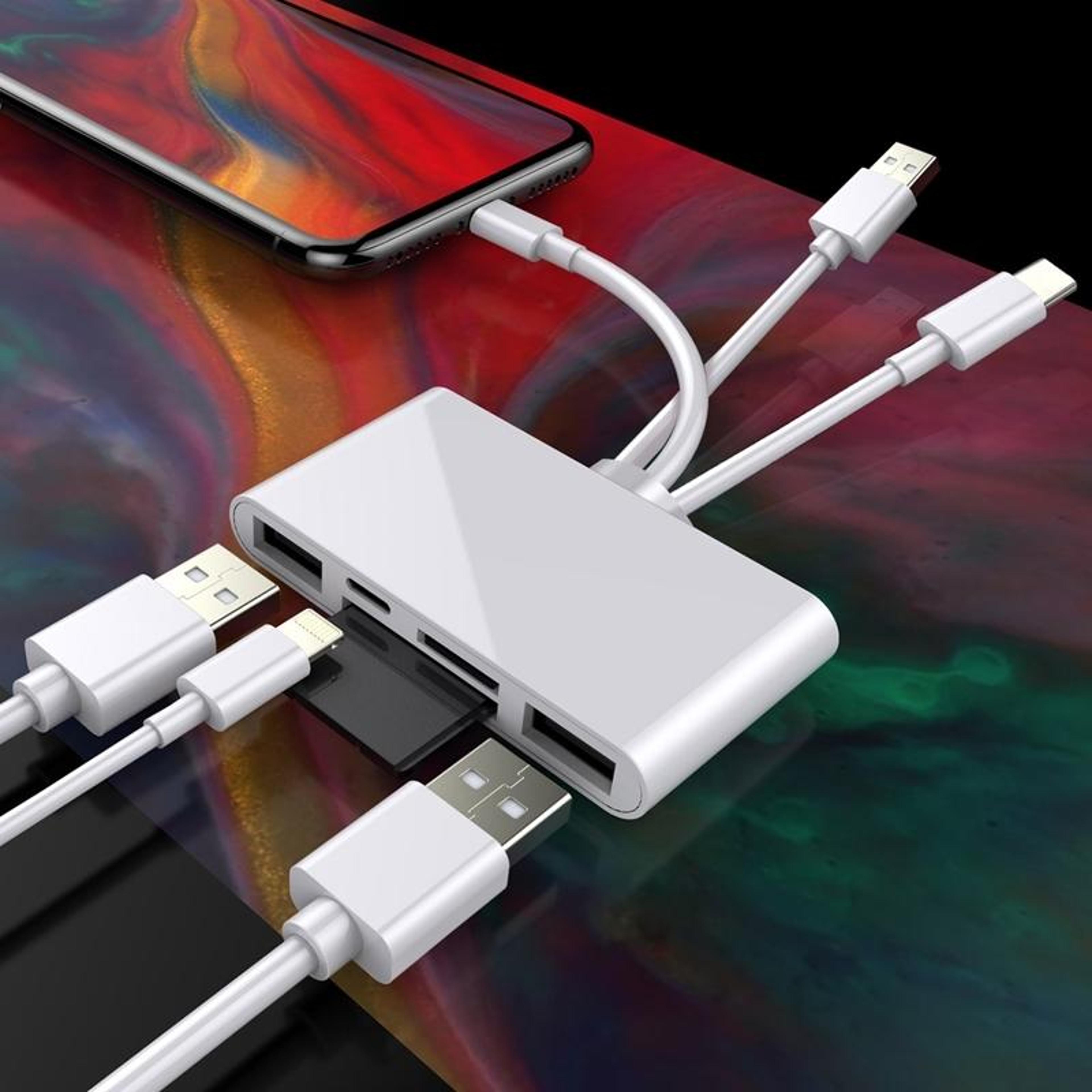5in1 SD Card Reader For IPhone  USBC Devices Lightning SD Card Adapter With USB  TF Support 0