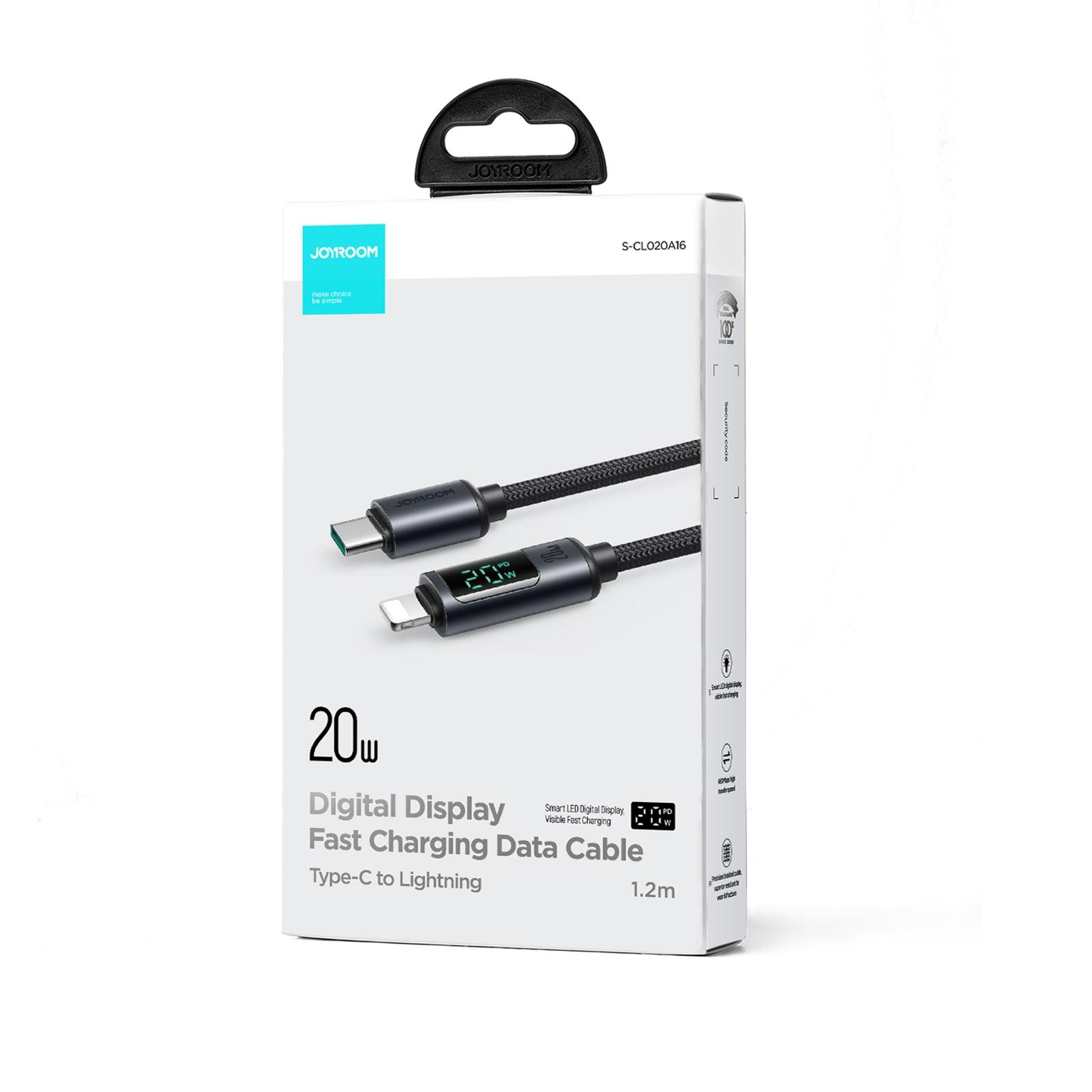 JOYROOM 20W USBC To Lightning Fast Charging Cable With LED Digital Display 12m 8