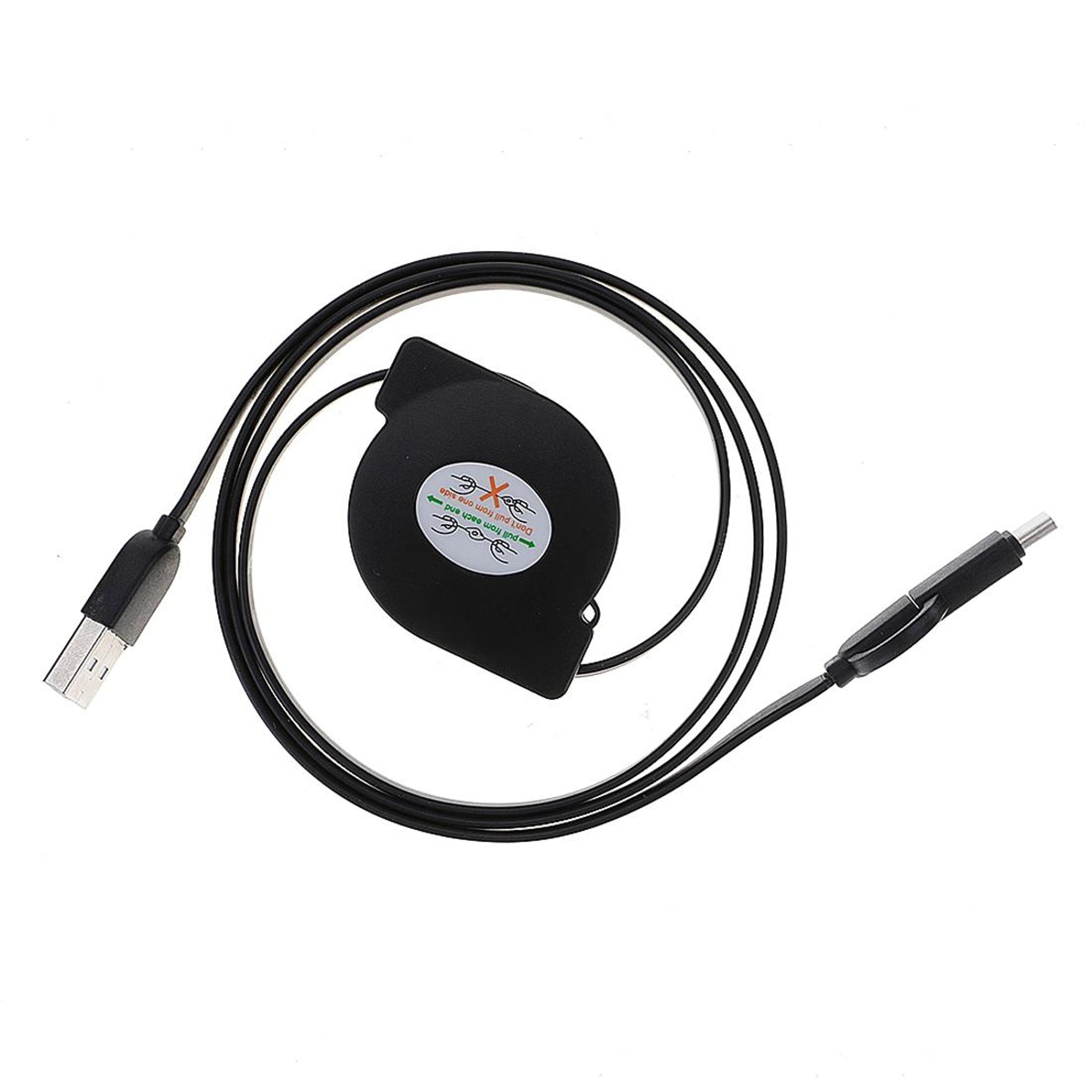1m Retractable 2in1 Micro USB To TypeC Fast Charging  Data Sync Cable 2