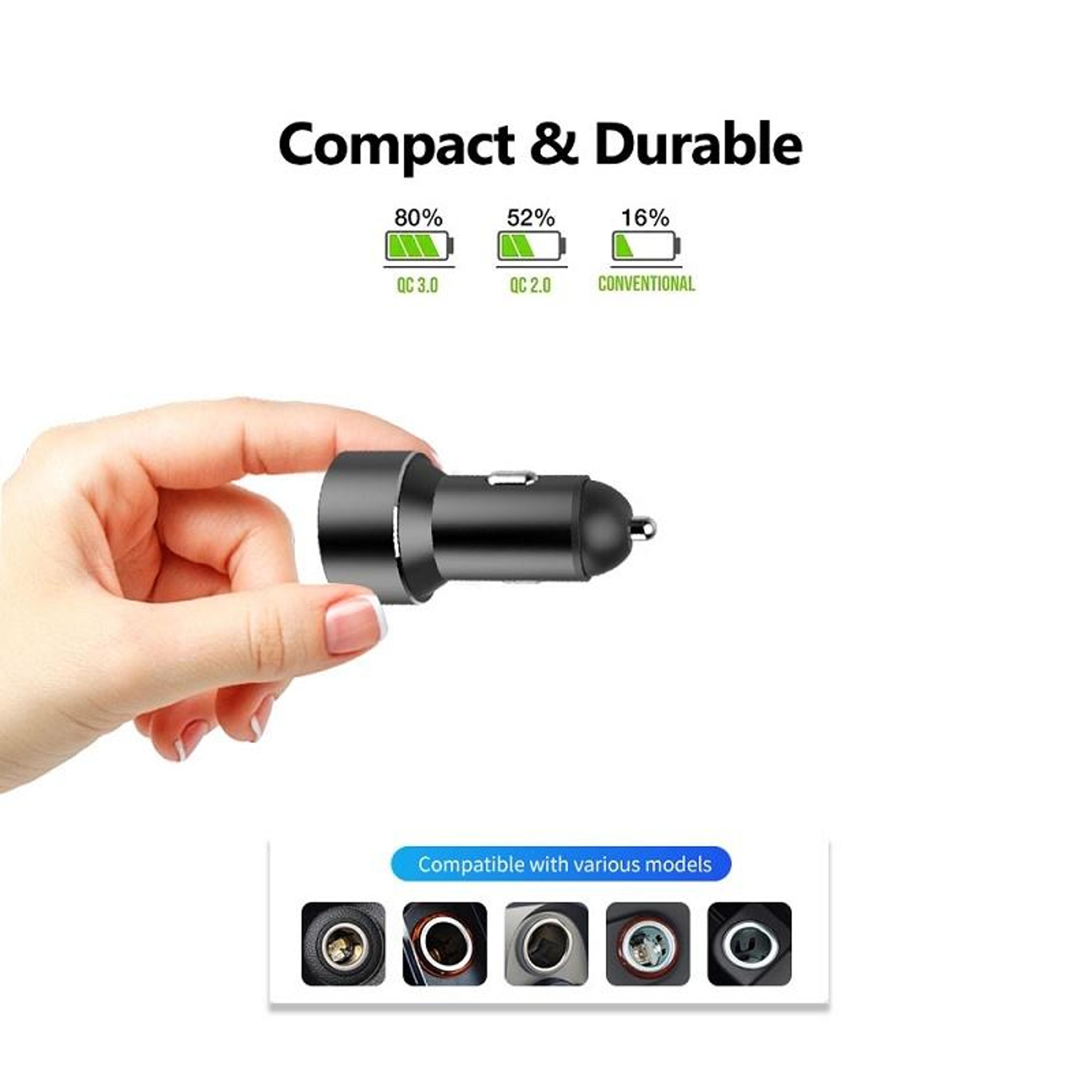 Mini Dual USB Digital Display Car Charger 12V24V Fast Charging Adapter Red 4