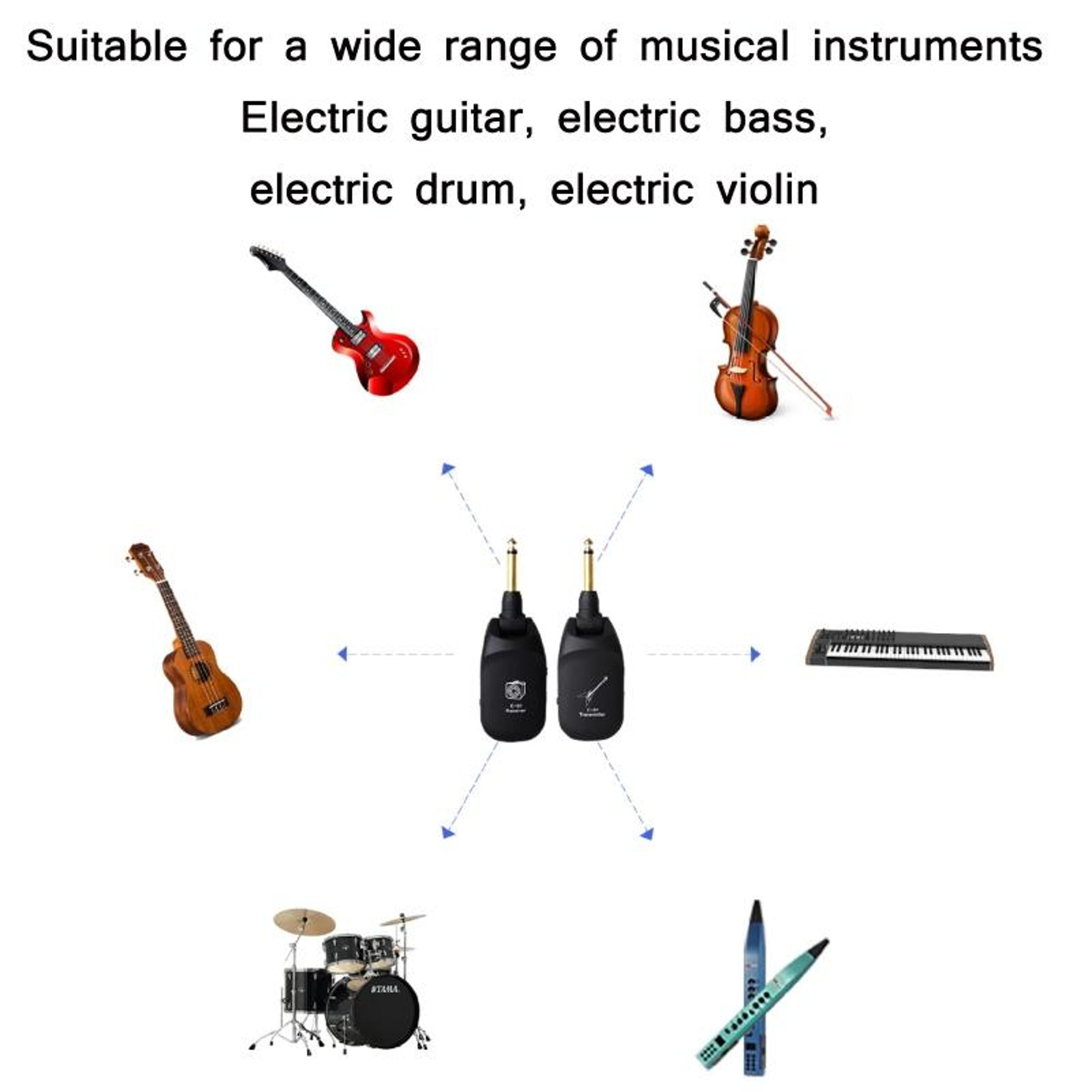 C01 Wireless Guitar System 30M UHF Audio Transmitter  Receiver For Electric Guitar And Bass 6