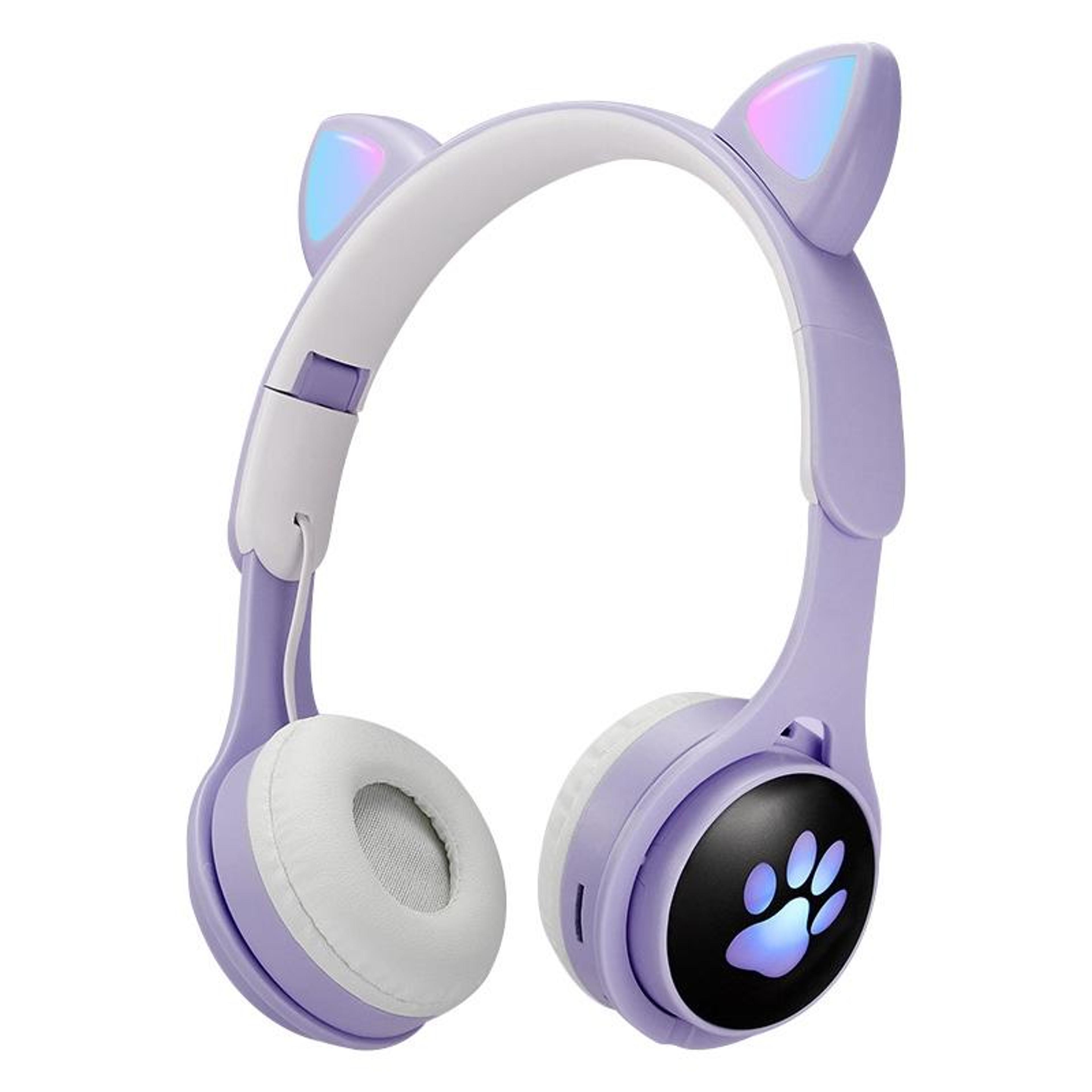 RGB Cat Ear Bluetooth Headphones With LED Lights Foldable Wireless Gaming Headset  TF Card Support 4