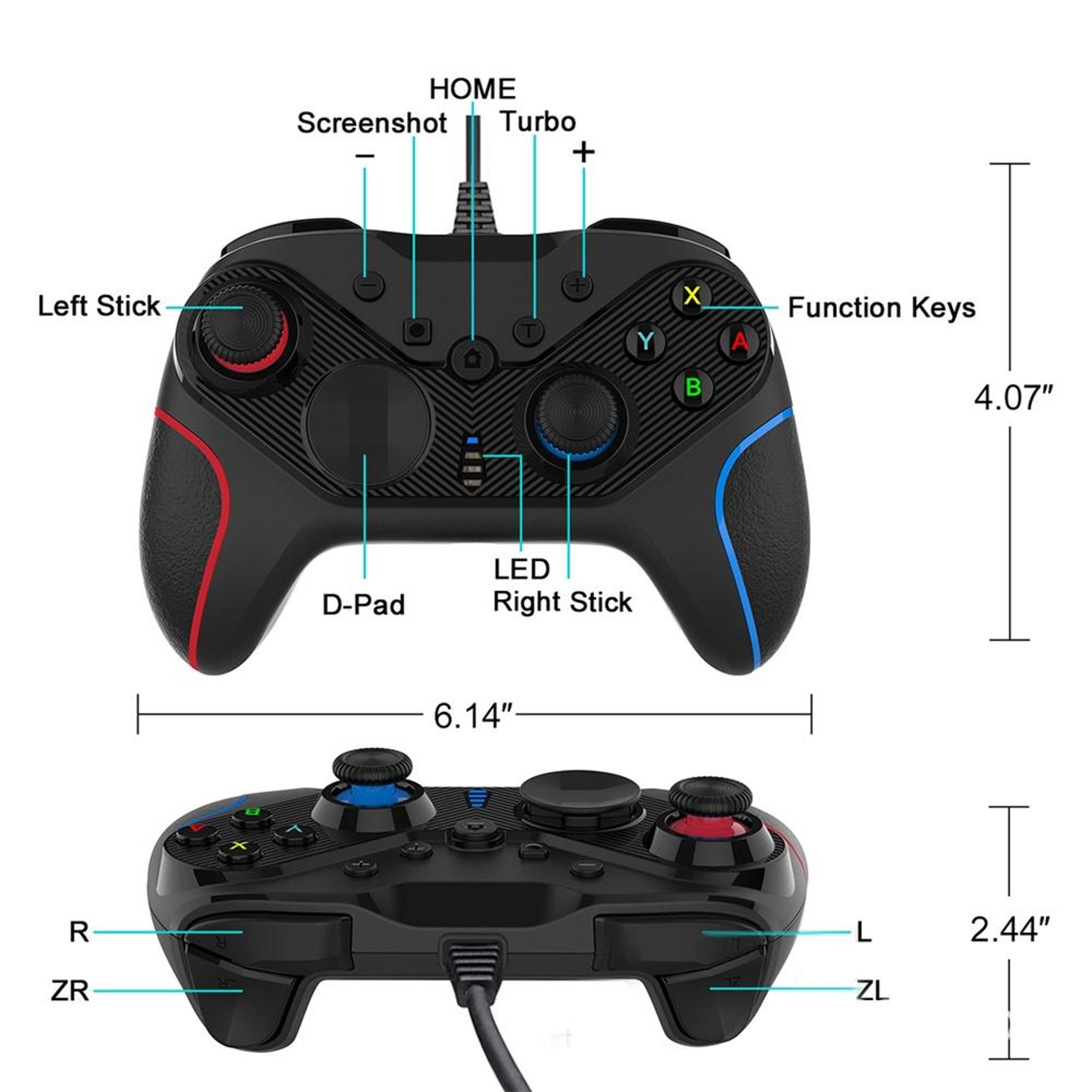S818W MultiPlatform Wired Game Controller With Gyroscope  Turbo For Switch PC IOS  Android 2