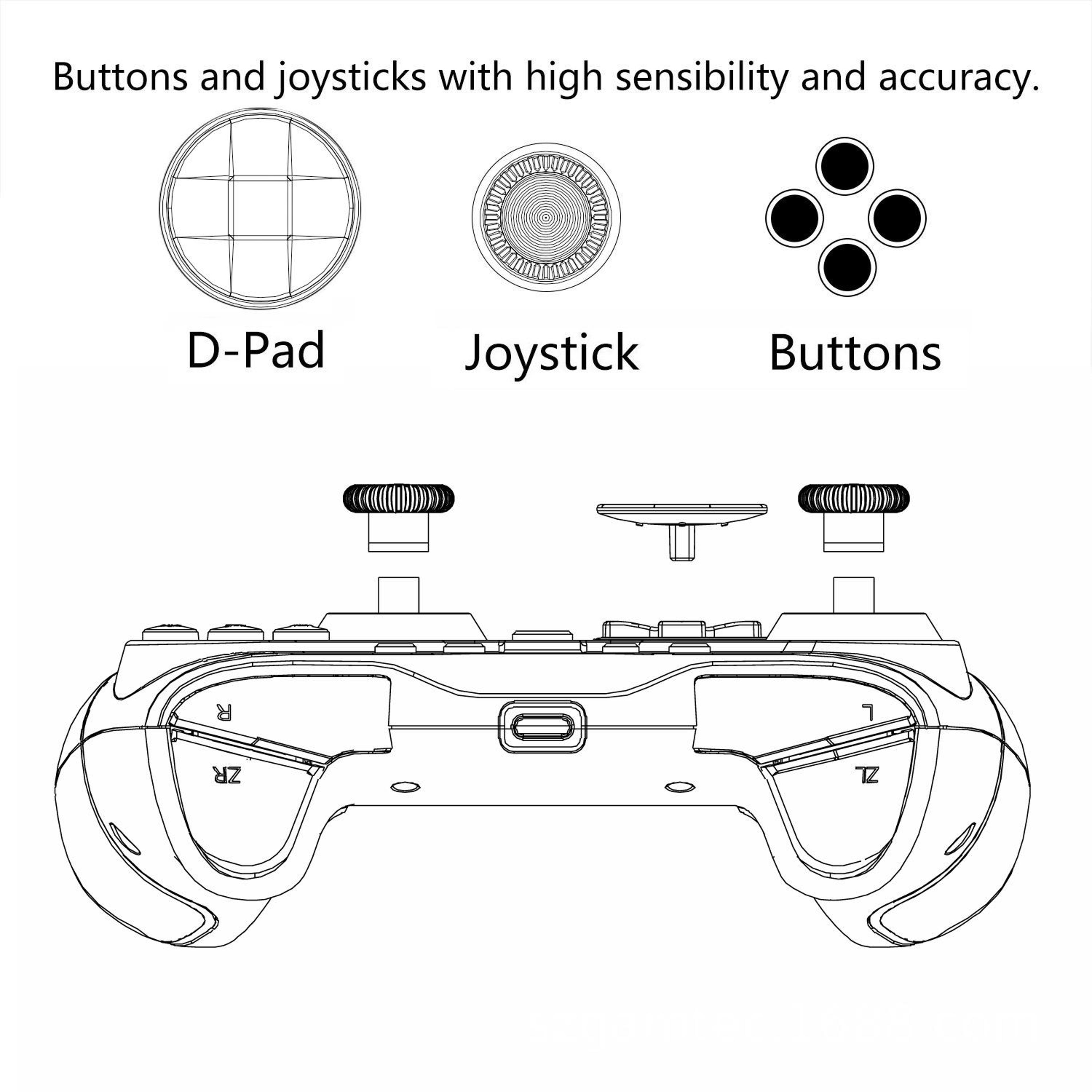 S818W MultiPlatform Wired Game Controller With Gyroscope  Turbo For Switch PC IOS  Android 5
