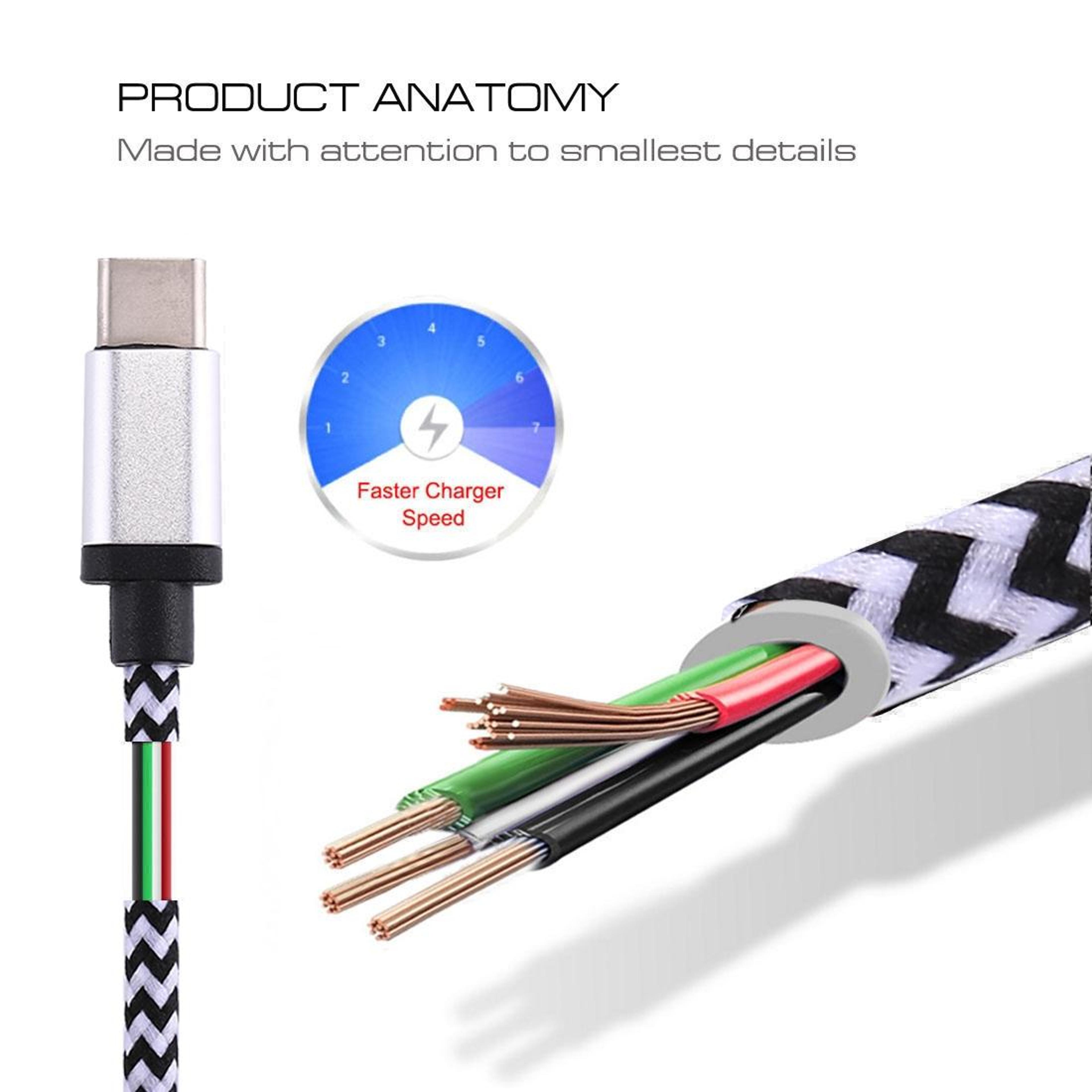 1m USBC Charging Cable Woven TypeC Data Sync Cable With Durable Metal Connectors 4