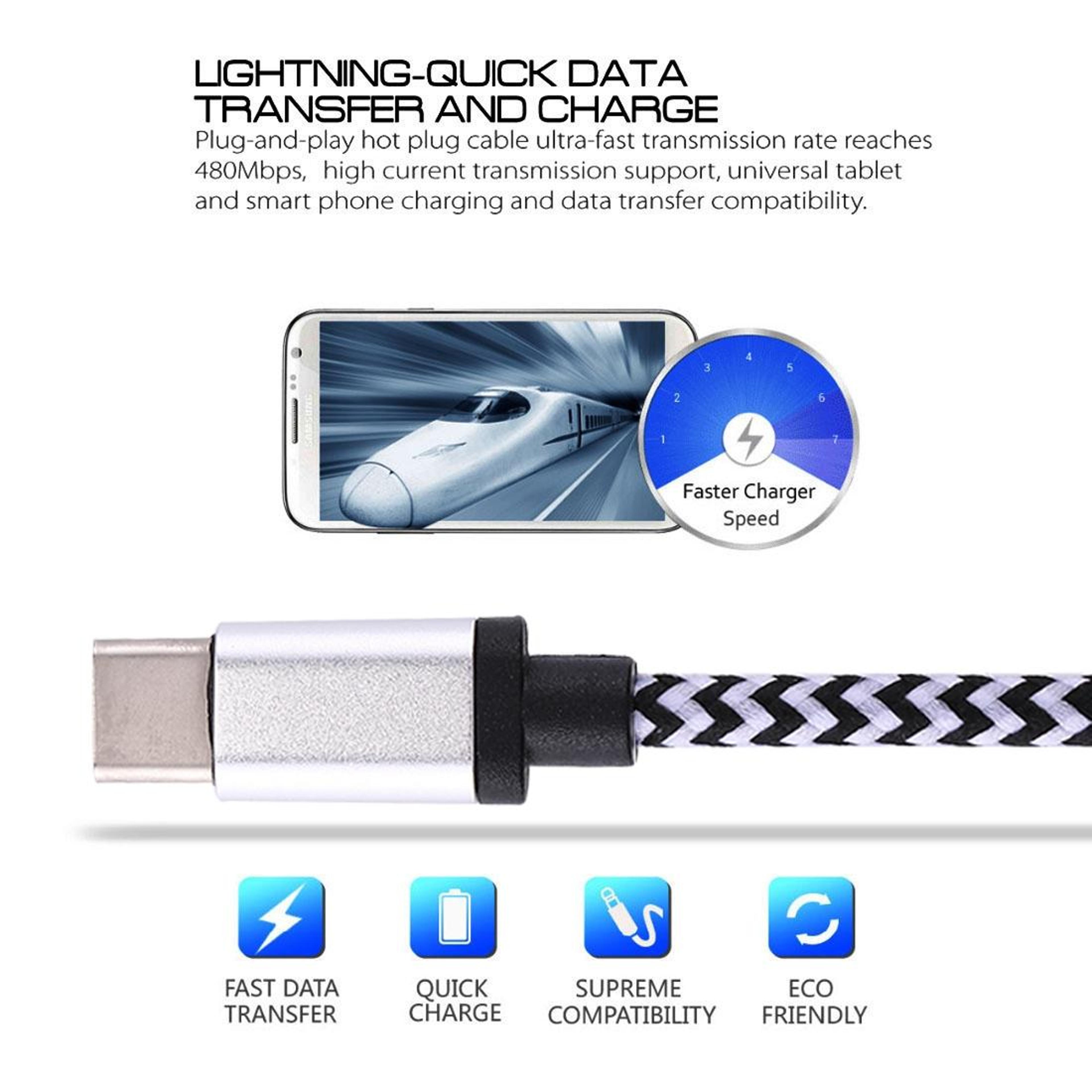 1m USBC Charging Cable Woven TypeC Data Sync Cable With Durable Metal Connectors 8
