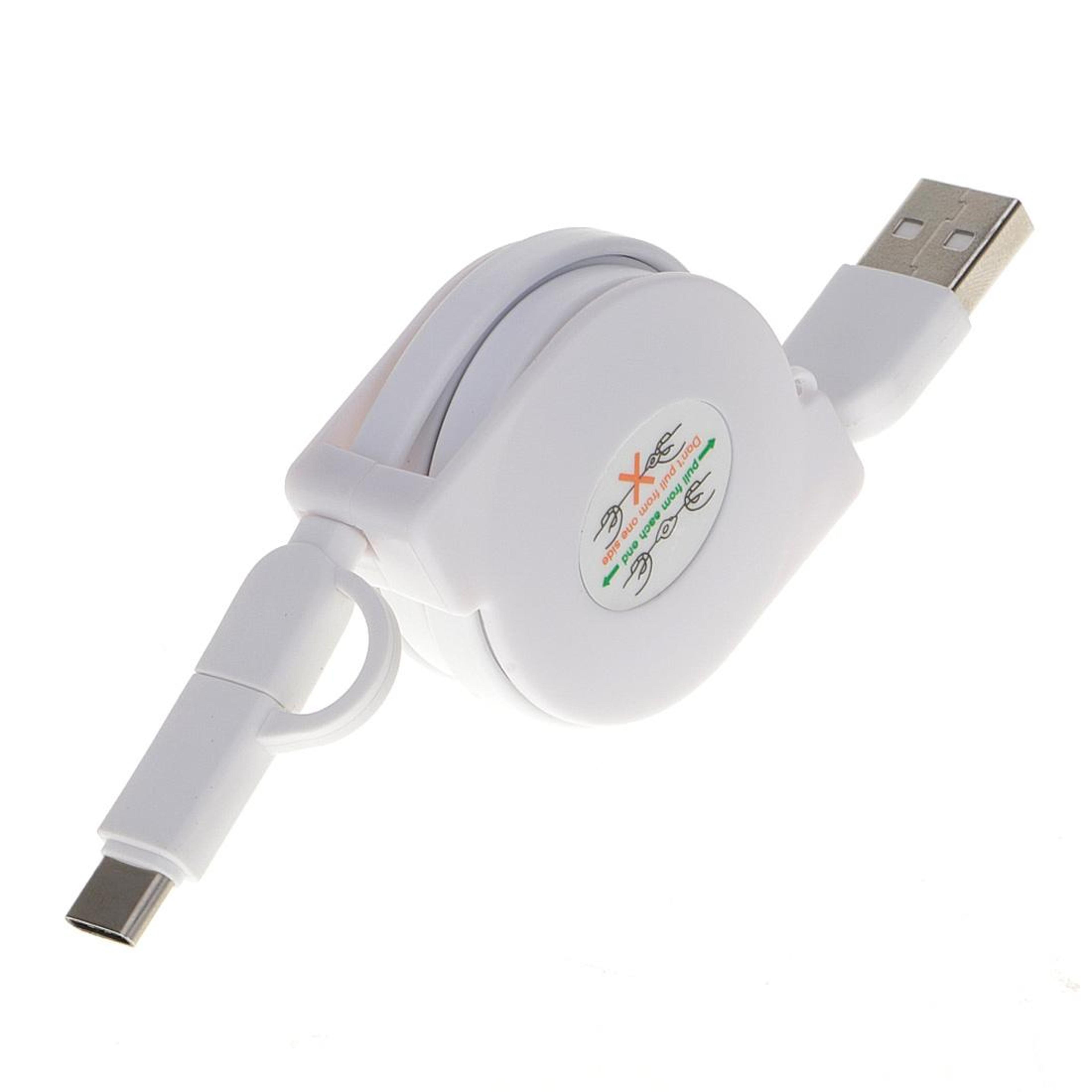 2in1 Retractable Charging Cable 1M 2A USBC  Micro USB Fast Data Sync Cable 0