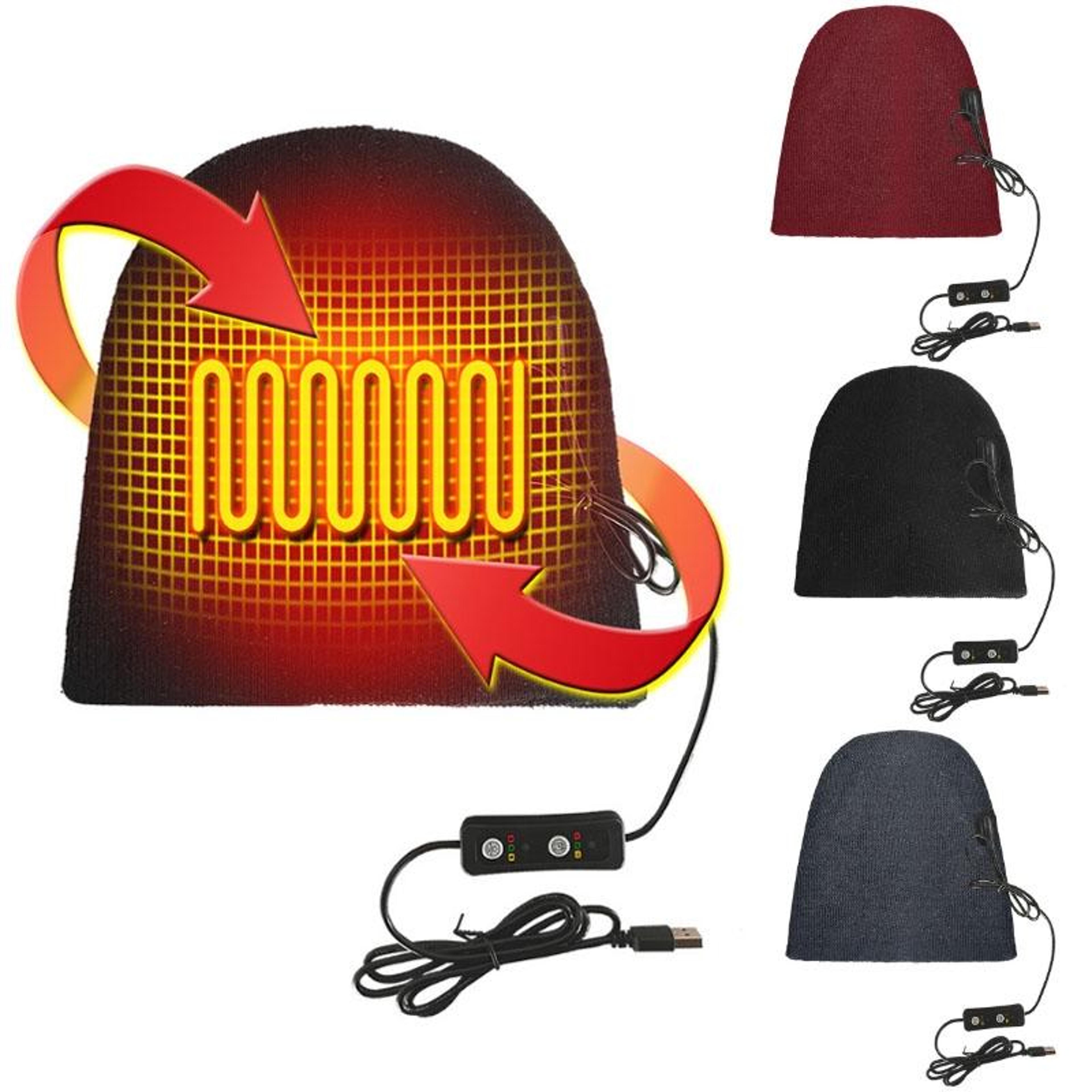 USB Heated Beanie Hat Winter Electric Heated Hat Windproof Knit Cap With 3 Heat Levels 1