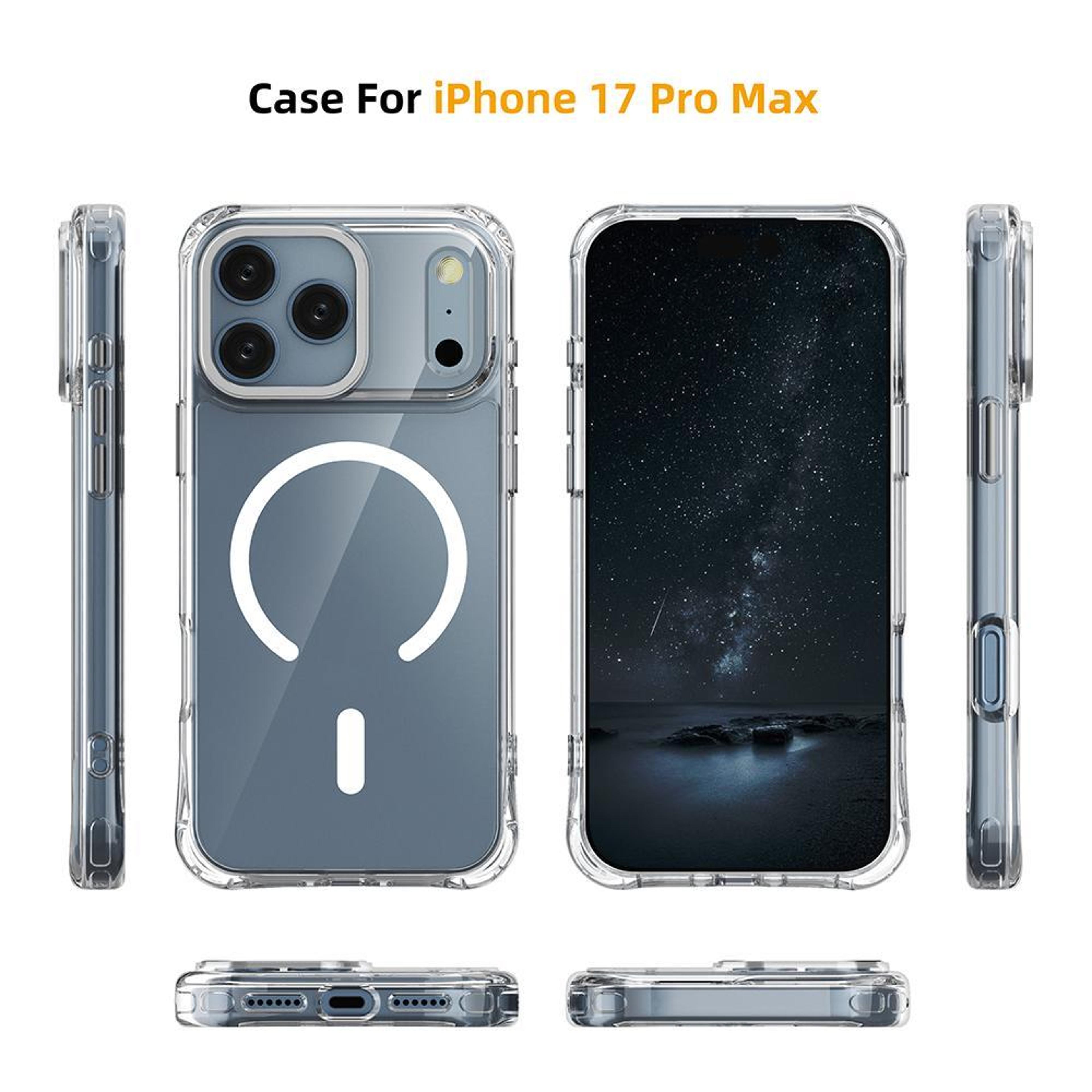 Magnetic IPhone 17 Pro  Pro Max Case Shockproof TPU PC Hybrid Protective Cover 1